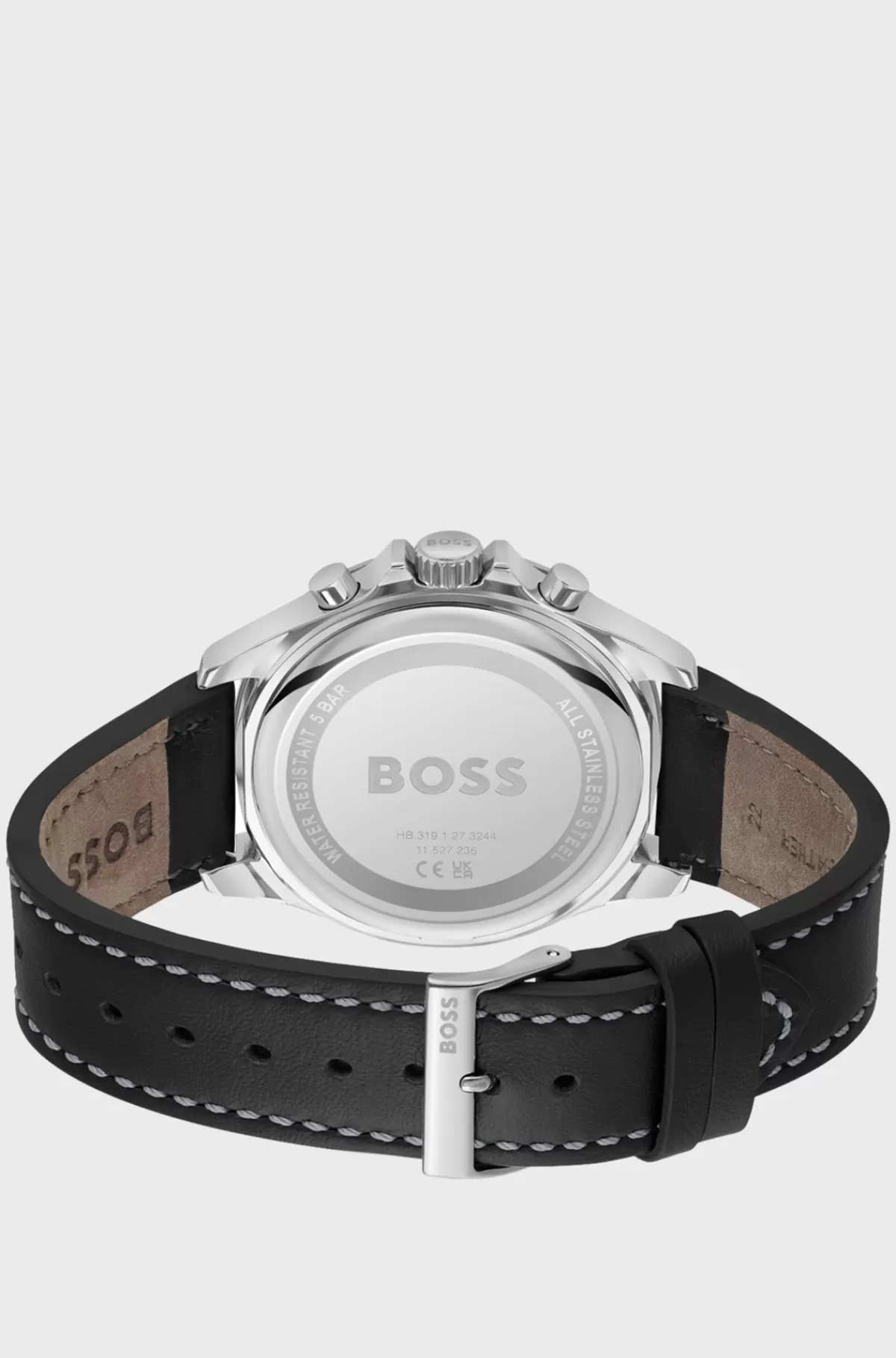 HUGO BOSS Kronografur Med Flere Sub-registre Og Læderrem Sort Sale