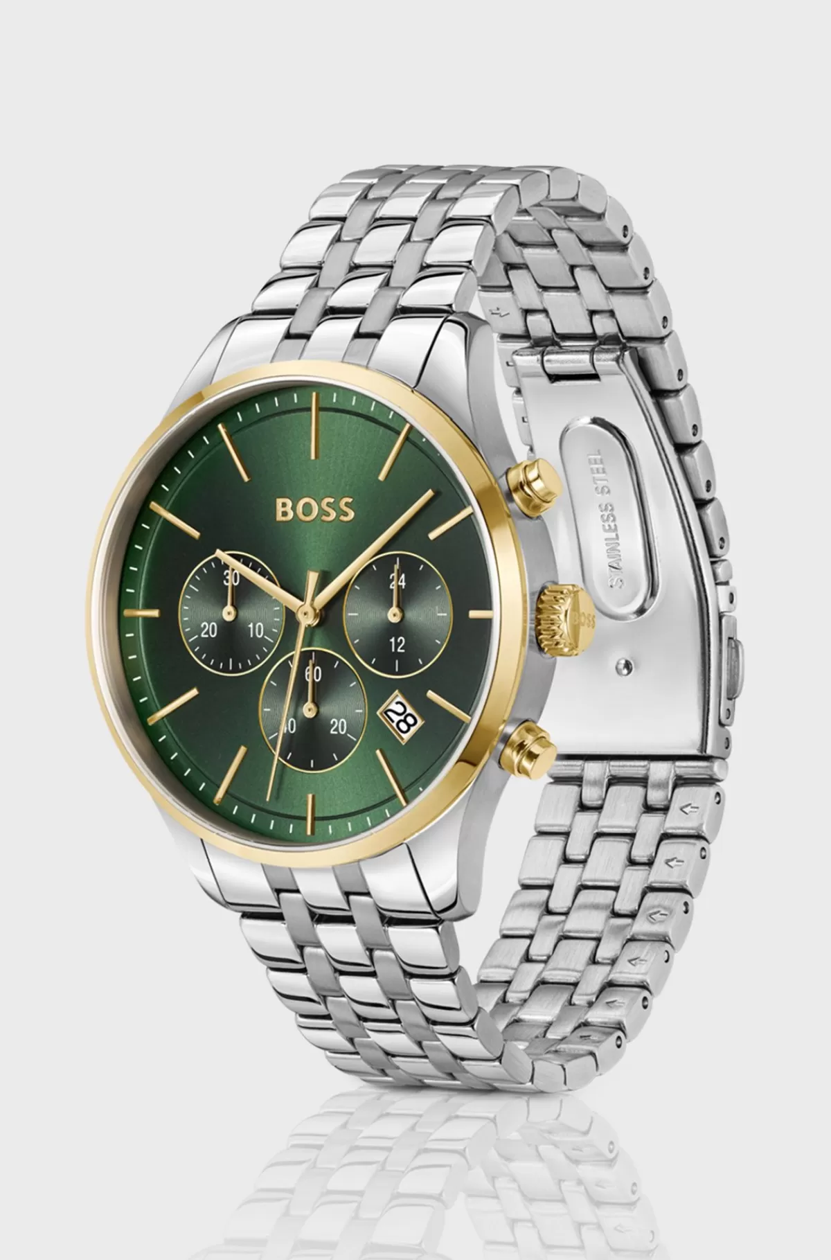 HUGO BOSS Kronograf-ur Med Urskive Og Lænkerem Grøn Discount
