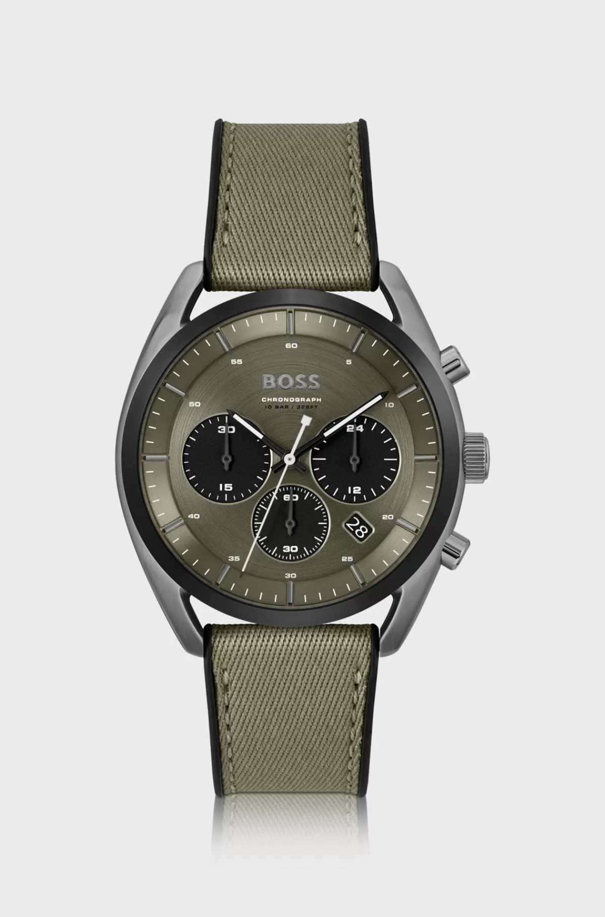 HUGO BOSS Kronograf-ur Med farvet Urskive Og Silikonerem Kaki Discount