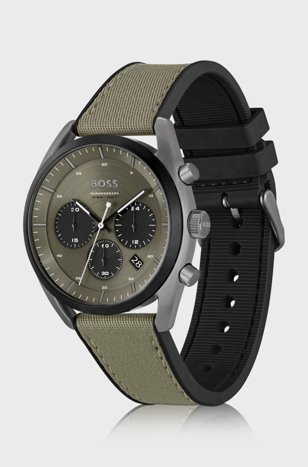 HUGO BOSS Kronograf-ur Med farvet Urskive Og Silikonerem Kaki Discount