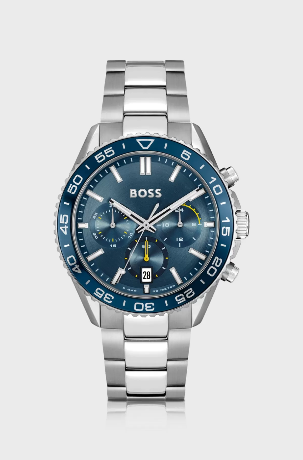 HUGO BOSS Kronograf-ur Med Lænkerem Og Blå Urskive Sølv Cheap