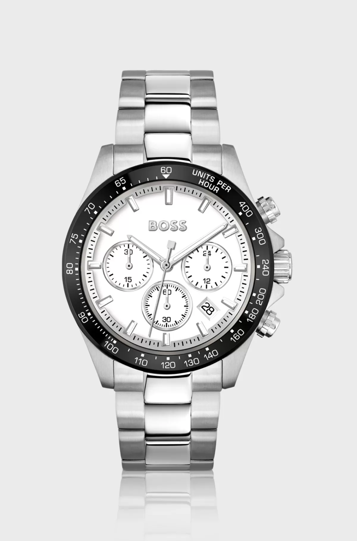 HUGO BOSS Kronograf-ur Med Lænkerem Og Hvid Urskive Sølv Flash Sale