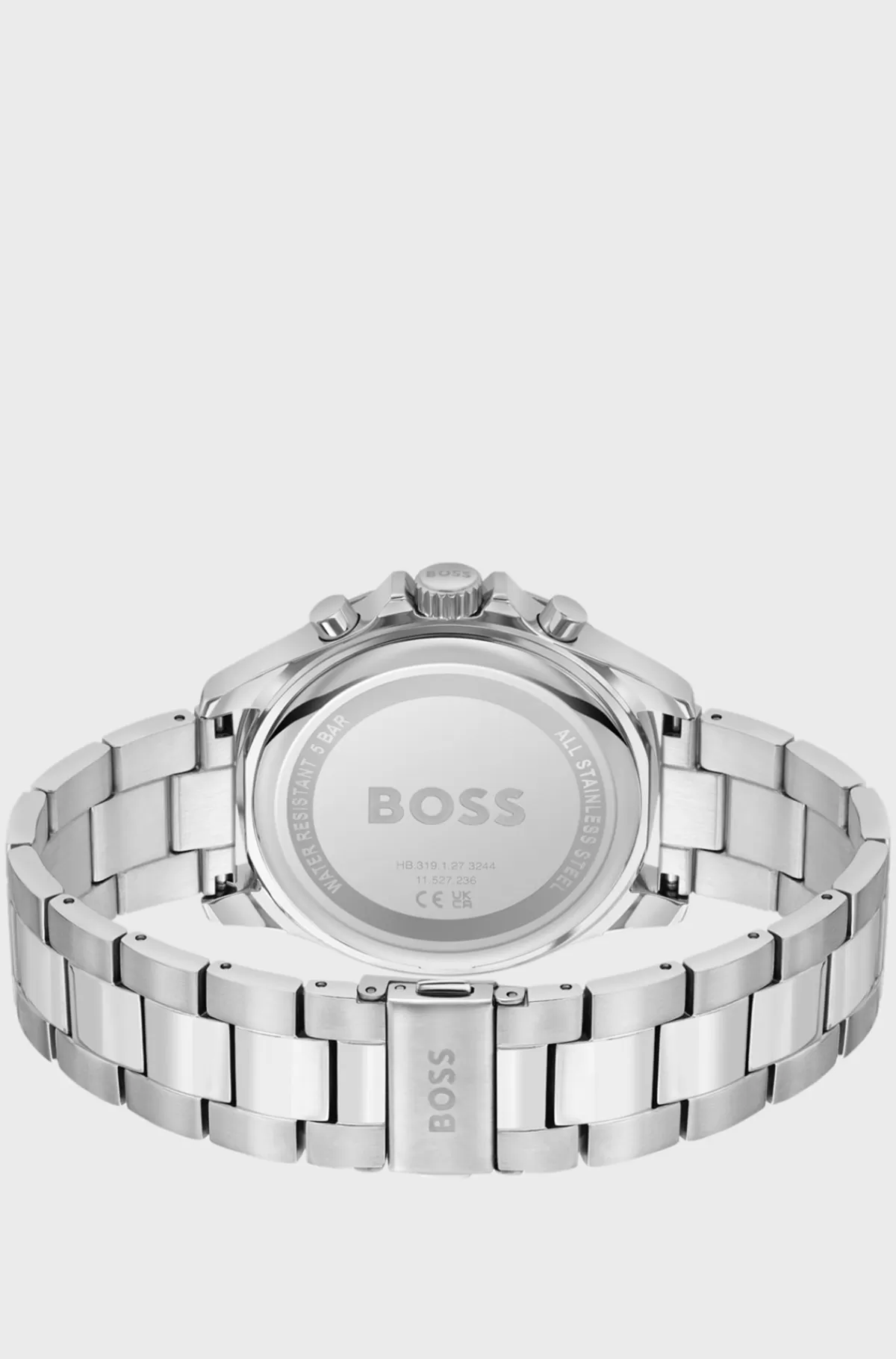 HUGO BOSS Kronograf-ur Med Sort Urskive Og Leddelt Armbånd Sølv Discount