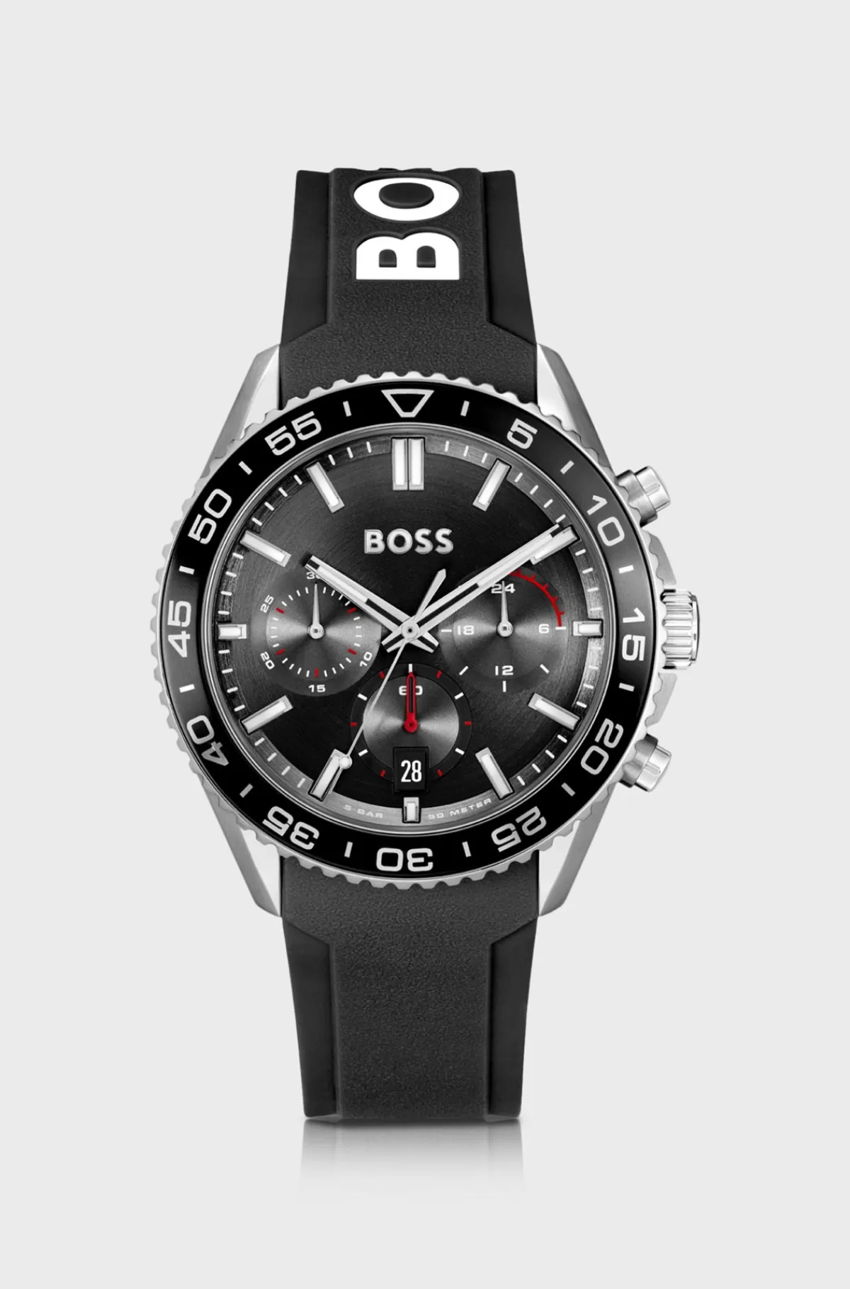 HUGO BOSS Kronograf-ur Med Urskive Og Silikonerem Sort Cheap