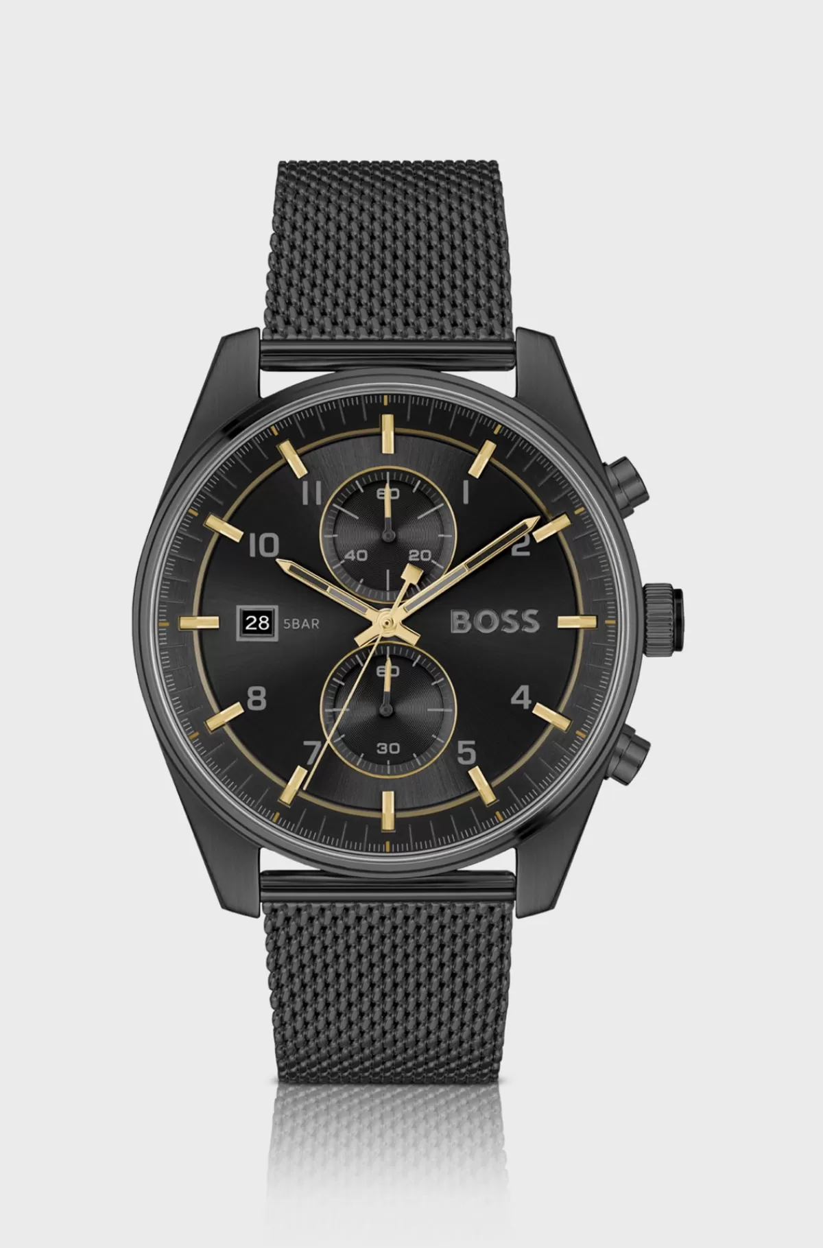 HUGO BOSS Kronograf-ur Med Tone-i-tone Urskive Og Meshrem Sort Store