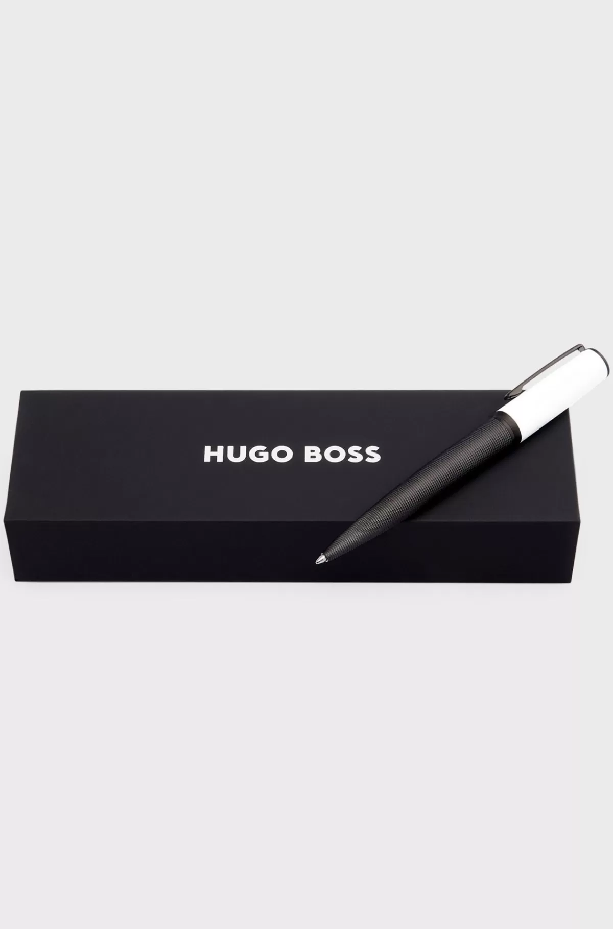 HUGO BOSS Kuglepen Med Forskellige Teksturer Og Brandet Hvid Hætte Sort Outlet