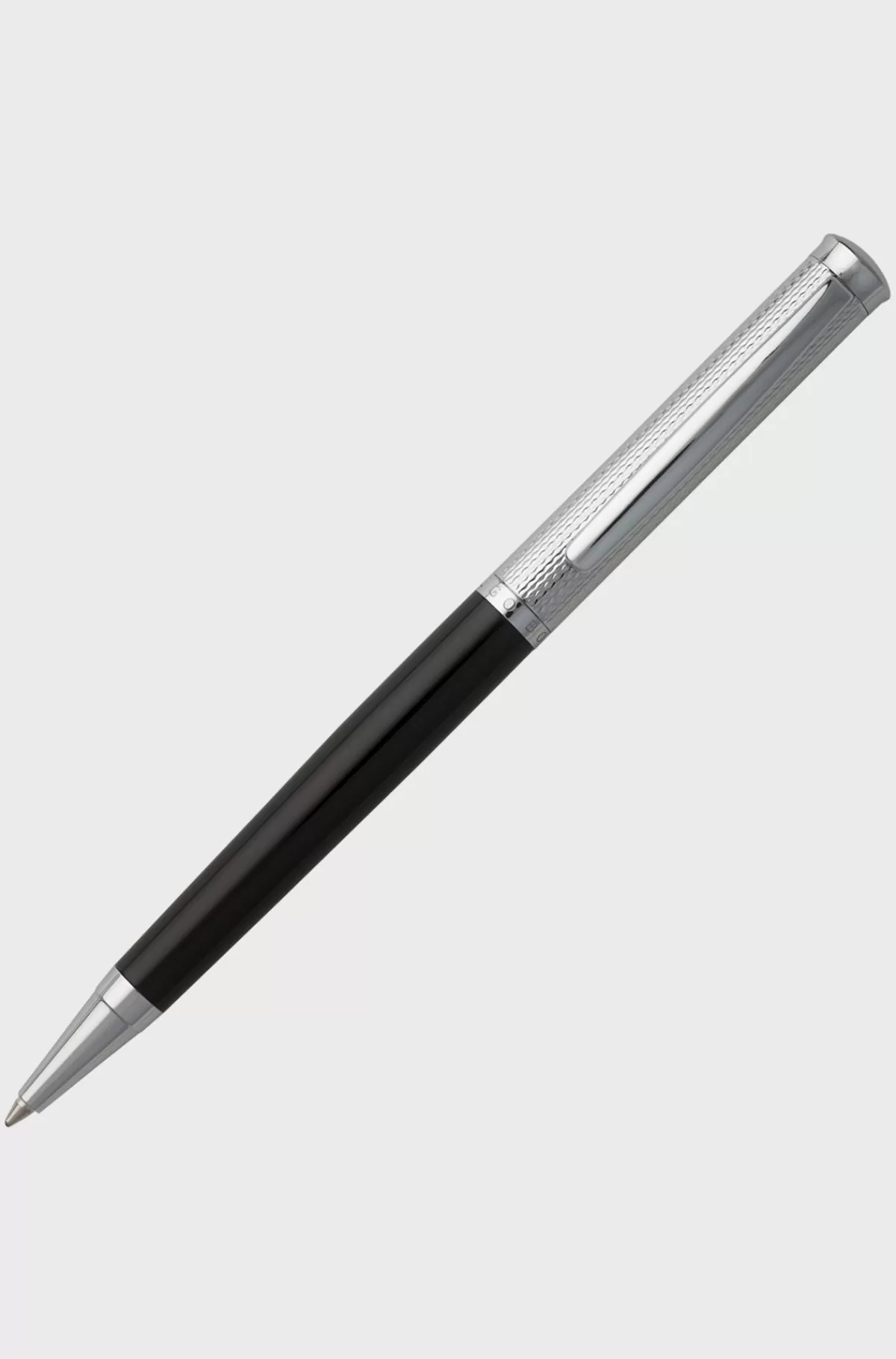 HUGO BOSS Kuglepen Med Graveret Krom Og Mat Lakeret Finish Sort New