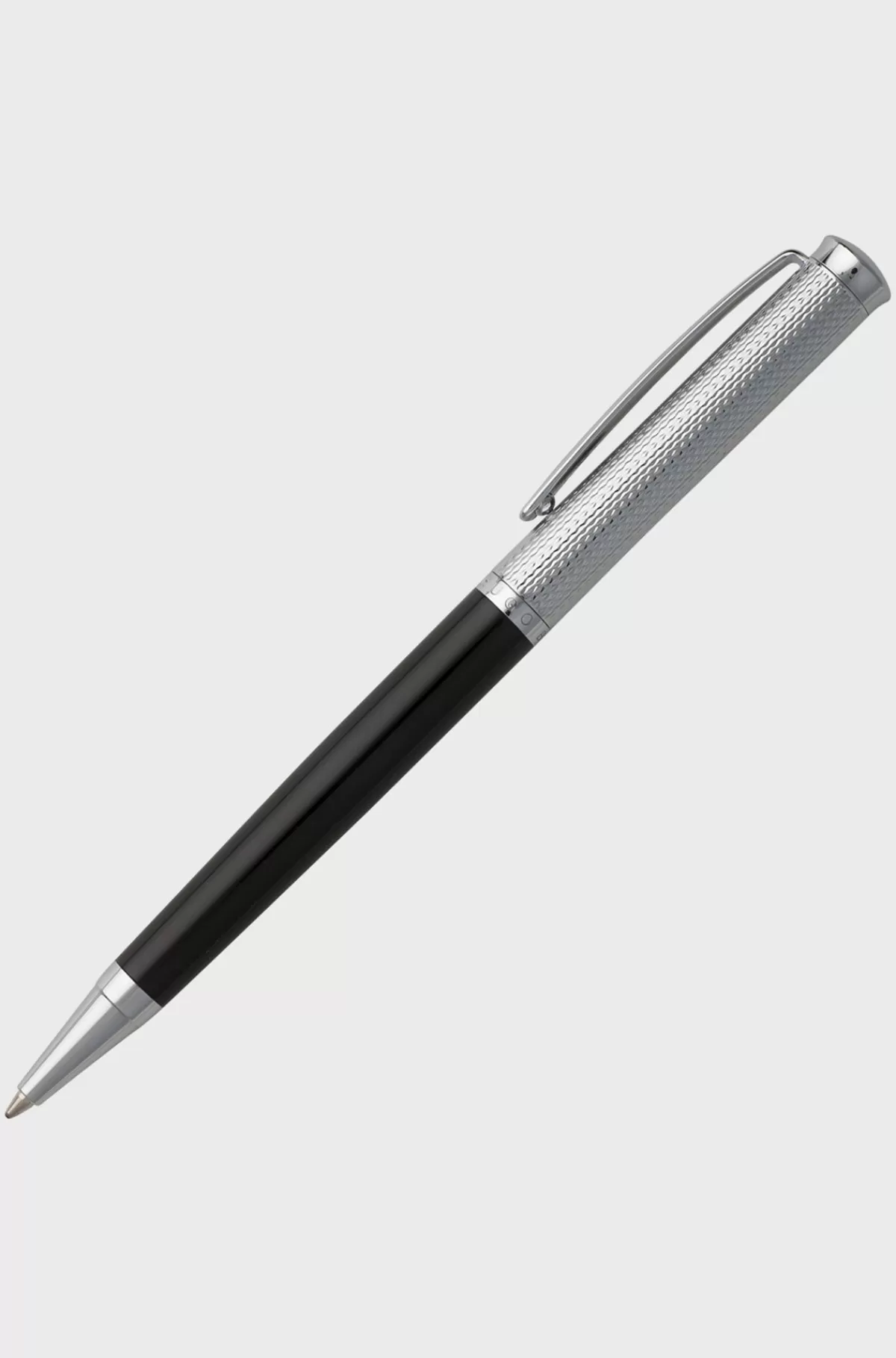 HUGO BOSS Kuglepen Med Graveret Krom Og Mat Lakeret Finish Sort New