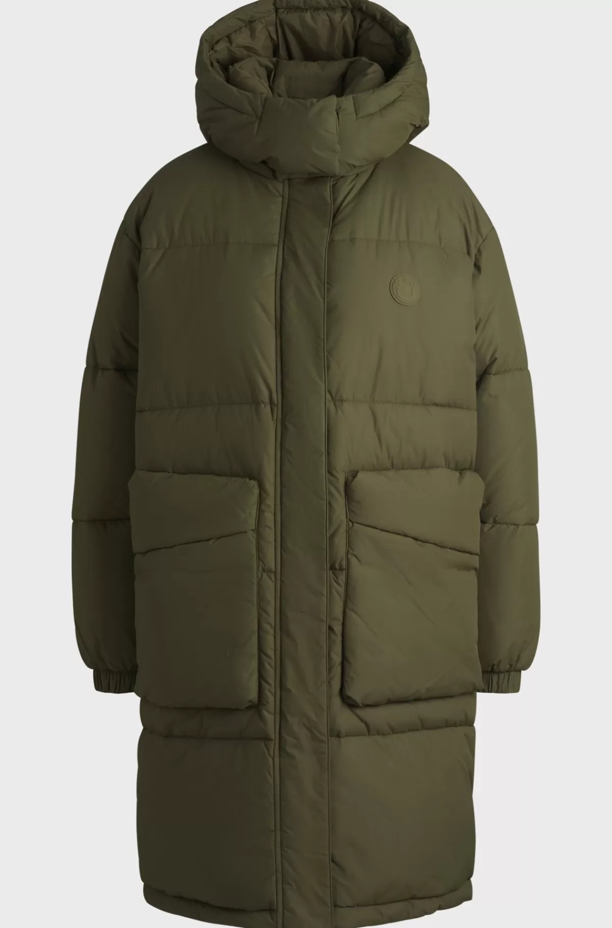 HUGO BOSS Lang Dynejakke Med Aftagelig Hætte Mørkegrøn Outlet