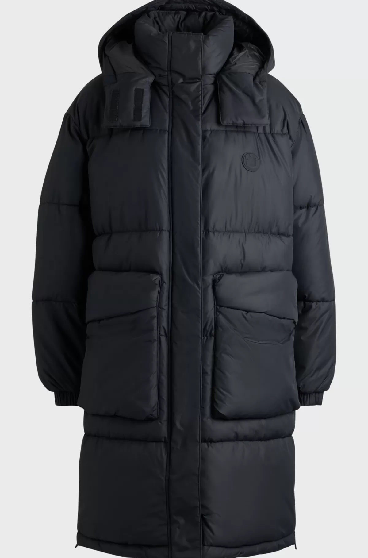 HUGO BOSS Lang Dynejakke Med Aftagelig Hætte Sort Best Sale