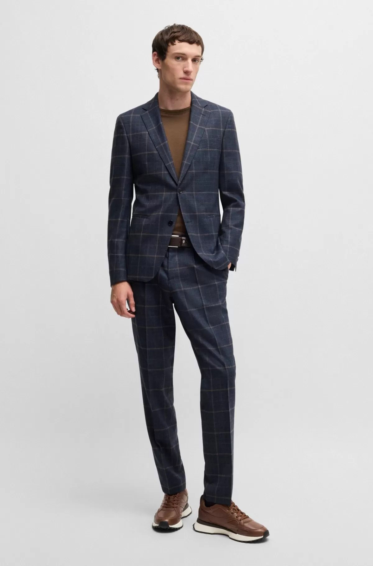 HUGO BOSS Løberinspirerede Sneakers Med Poleret Læder På Toppen Brun Best Sale