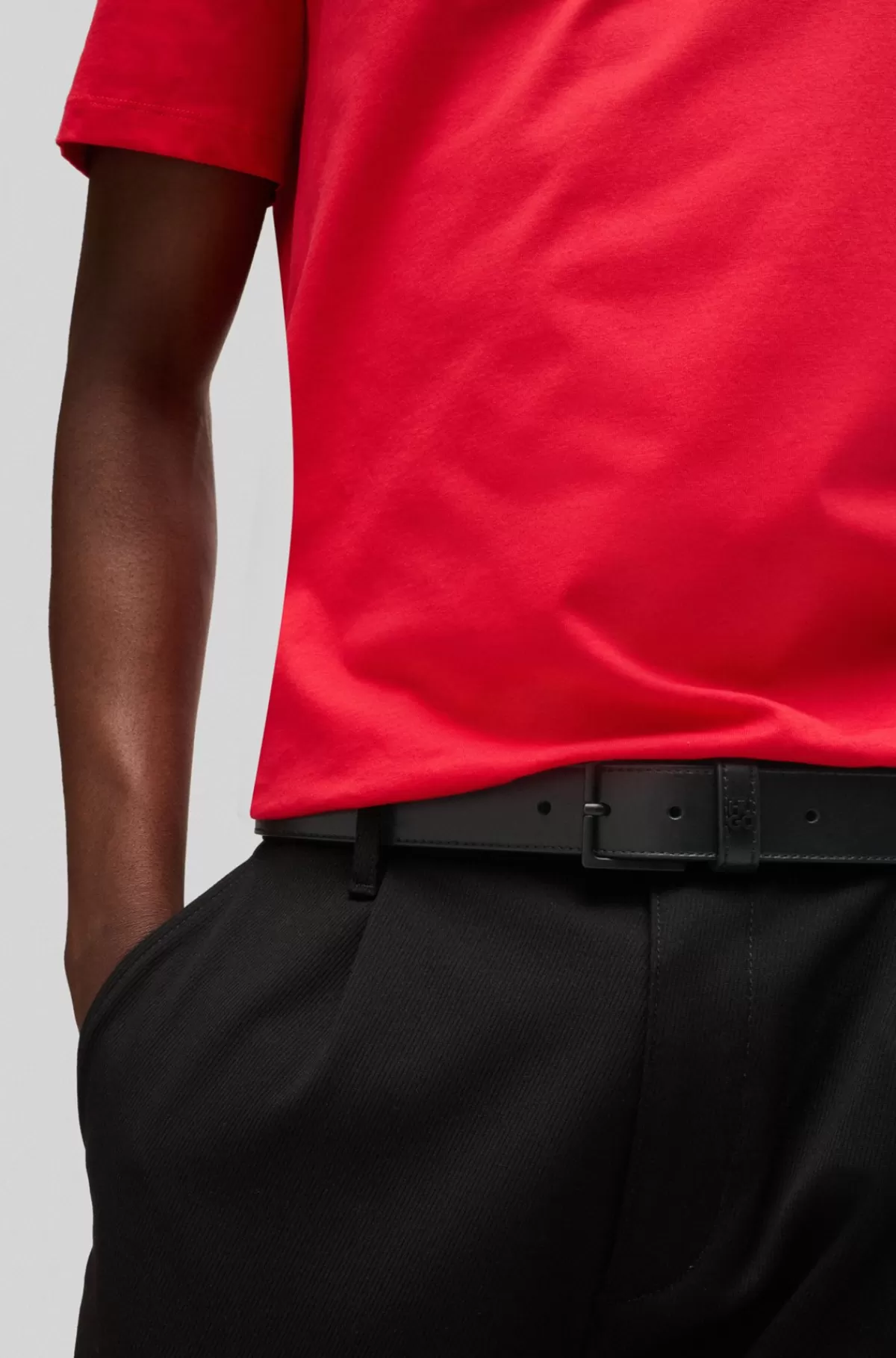 HUGO BOSS Læderbælte Med Bæltestrop Med Stablet Logo Sort Fashion