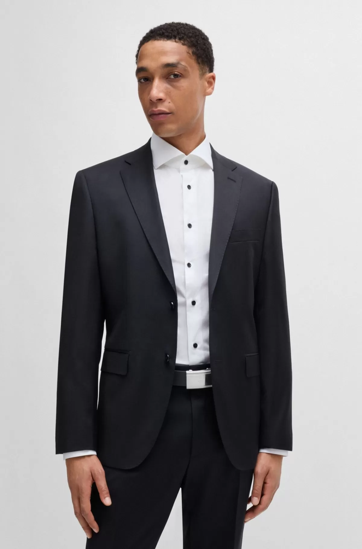 HUGO BOSS Læderbælte Med Fin Struktur Og Brandet Pladespænde Sort Flash Sale