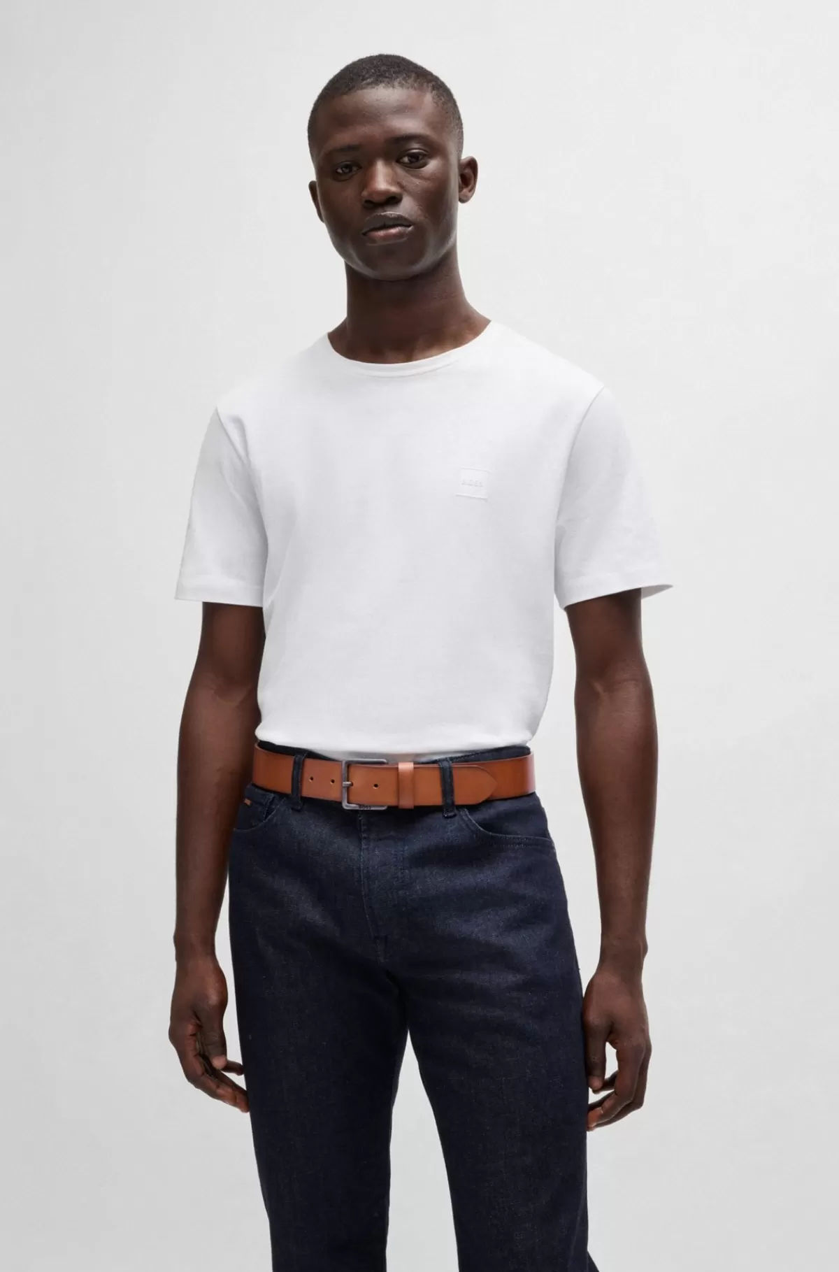 HUGO BOSS Læderbælte Med Indgraveret Logospænde Brun Discount