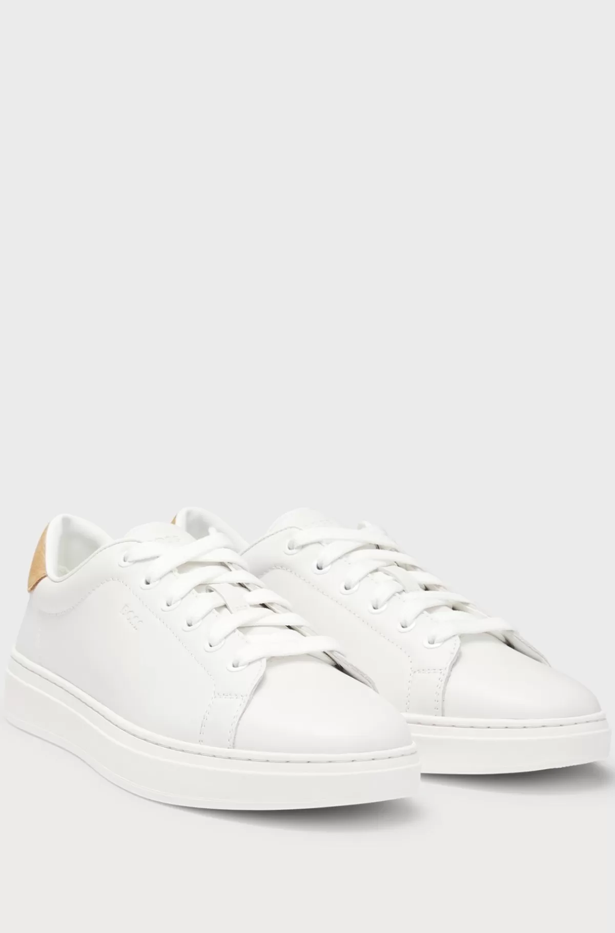 HUGO BOSS Lædersneakers Med Bagkappe Af Ruskind Hvid Clearance