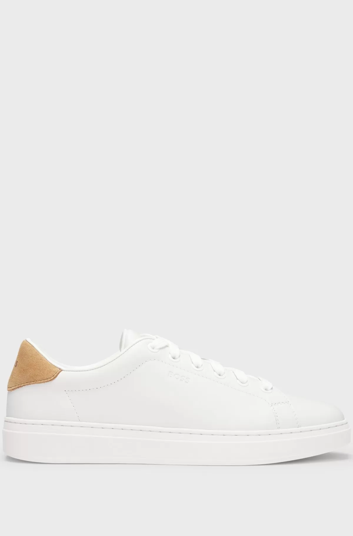 HUGO BOSS Lædersneakers Med Bagkappe Af Ruskind Hvid Clearance