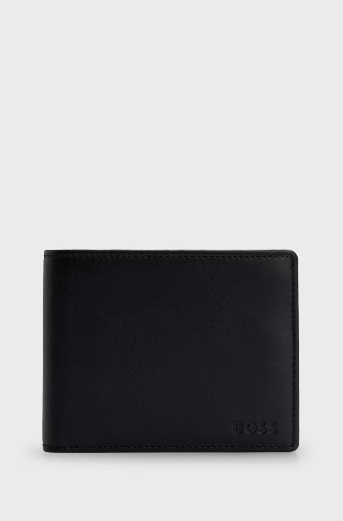 HUGO BOSS Lædertegnebog Med Præget Logo Og Møntlomme Sort Cheap