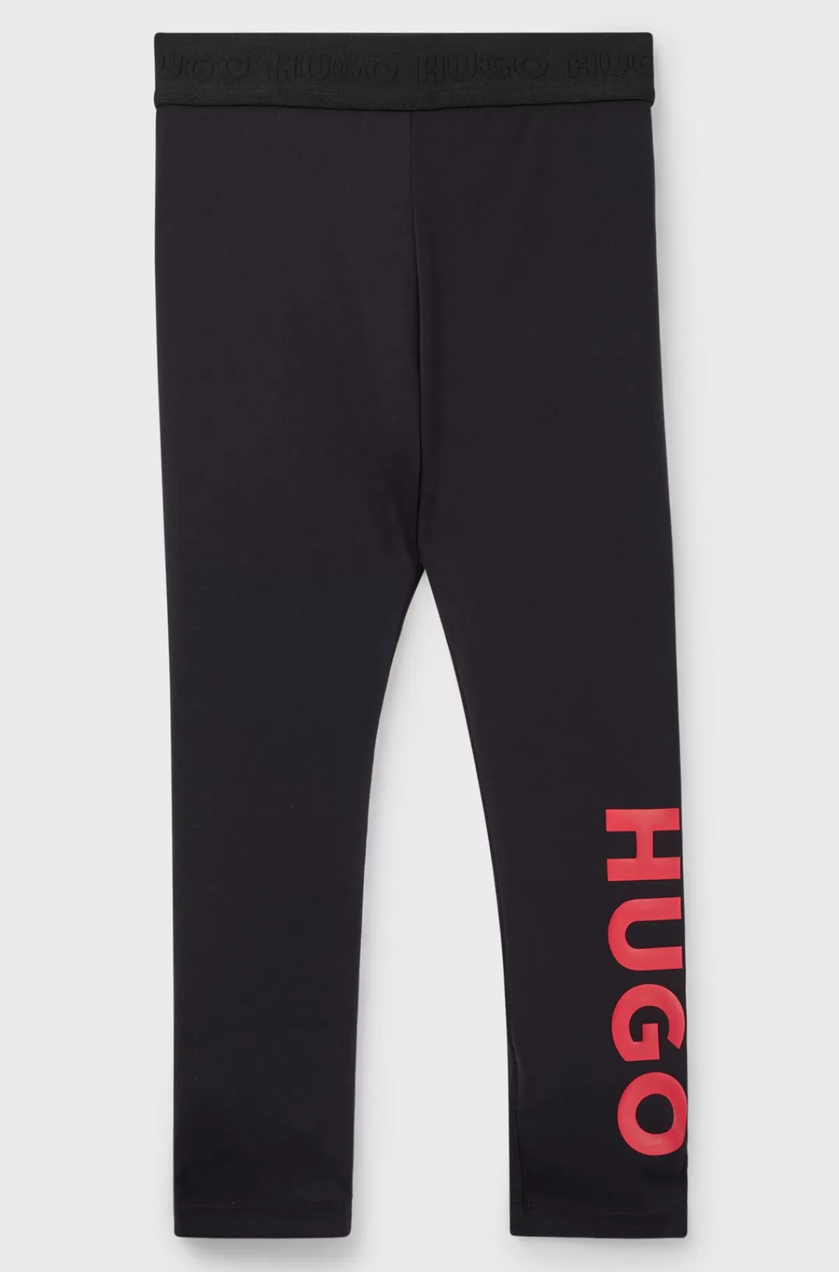 HUGO BOSS Leggings I Stof Med Stræk Med Lodret Logoprint Til Børn Sort Cheap