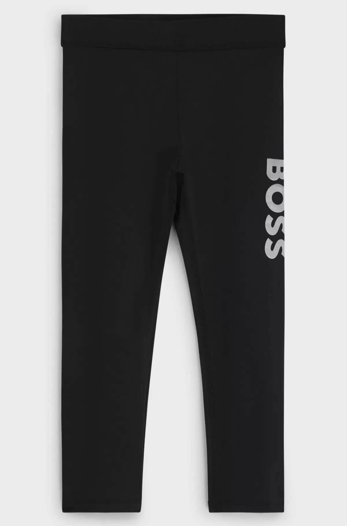 HUGO BOSS Leggings Til Børn Med Lodret Logo I Sølvtone Sort Shop