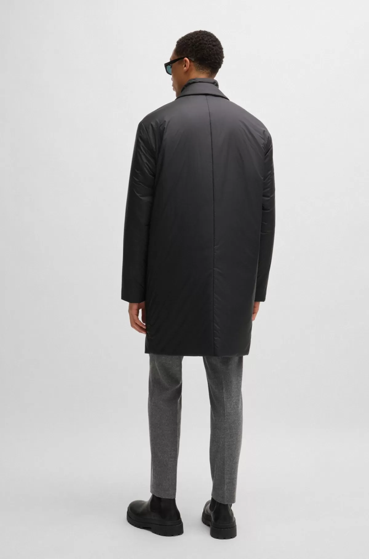 HUGO BOSS Let Og Vandskyende Vatteret Frakke Med Indvendig Del Med Lynlås Sort Cheap