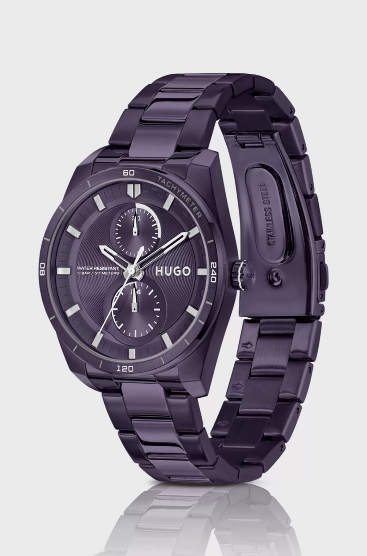 HUGO BOSS Stålur Med Geometrisk Urkasse Lilla Discount