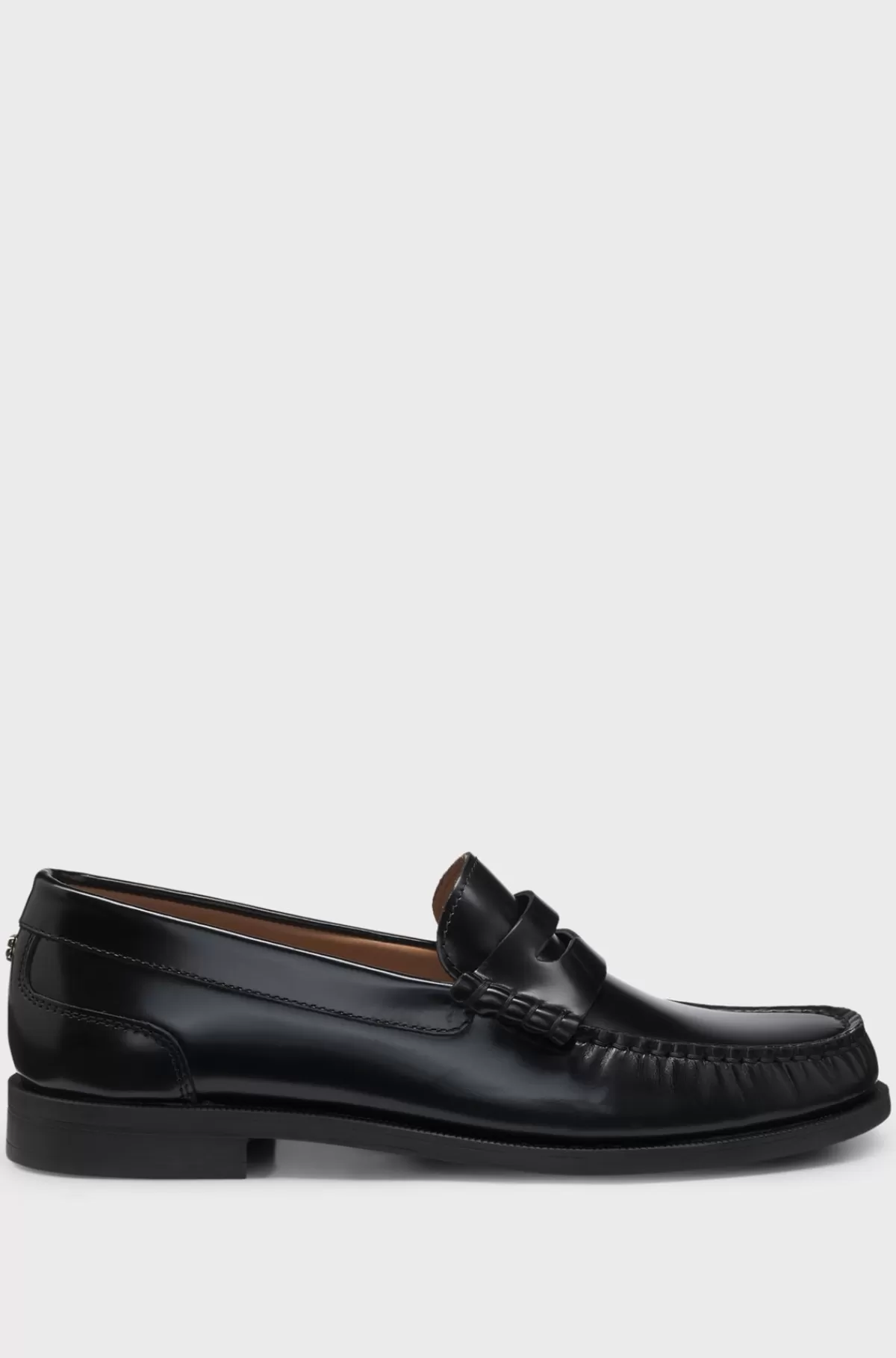 HUGO BOSS Loafers Med Pennykant I Børstet Læder Sort Fashion