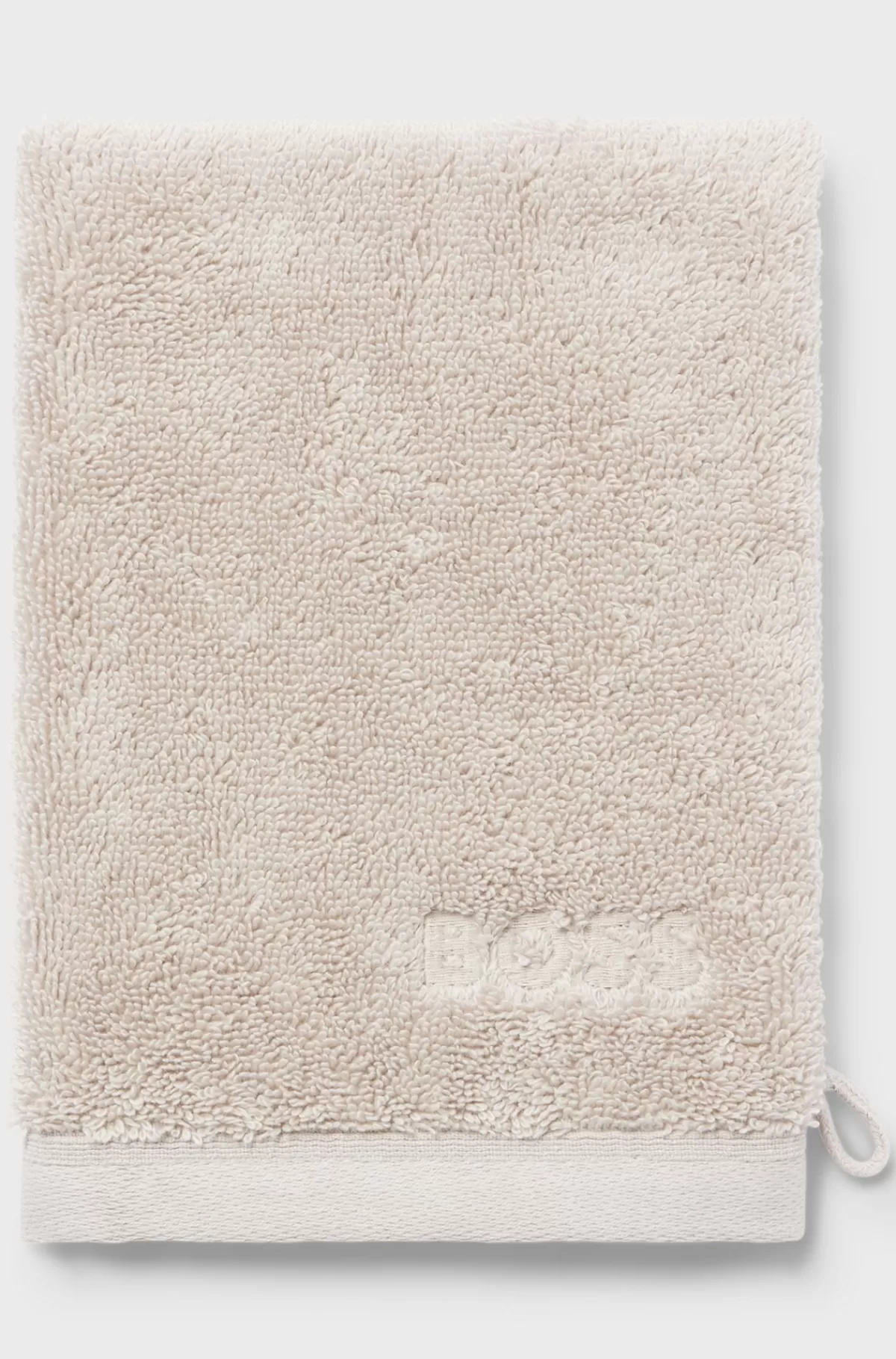 HUGO BOSS Logobroderet Vaskehandske I ægæisk Bomuld Lys beige Shop
