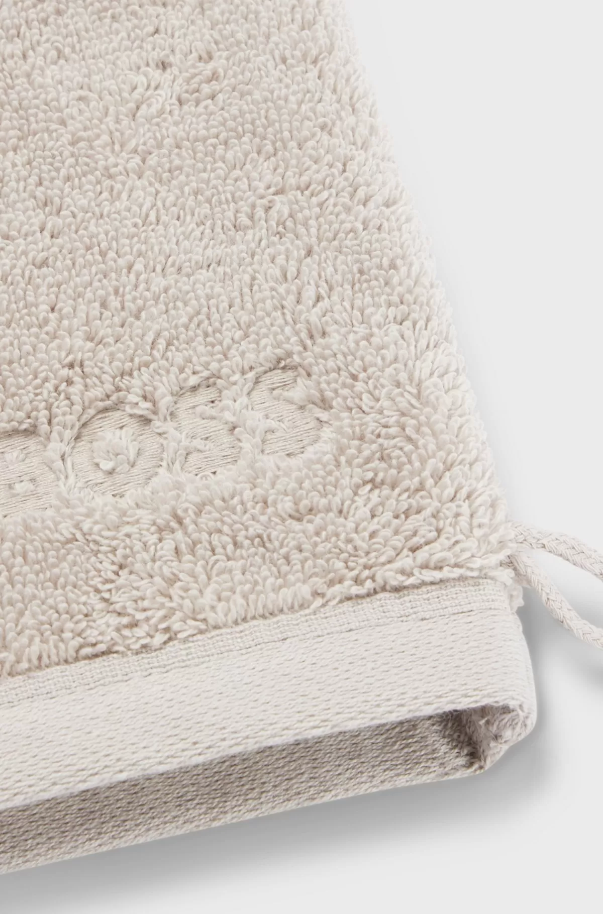 HUGO BOSS Logobroderet Vaskehandske I ægæisk Bomuld Lys beige Shop