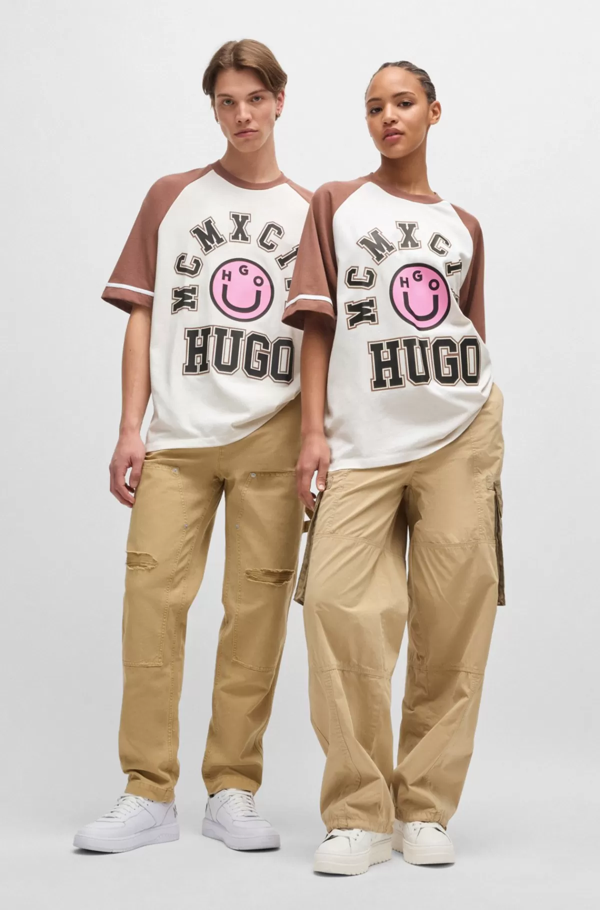 HUGO BOSS Loose Fit T-shirt I Bomuldsjersey Med Sæsonbetonet Grafik Hvid Outlet