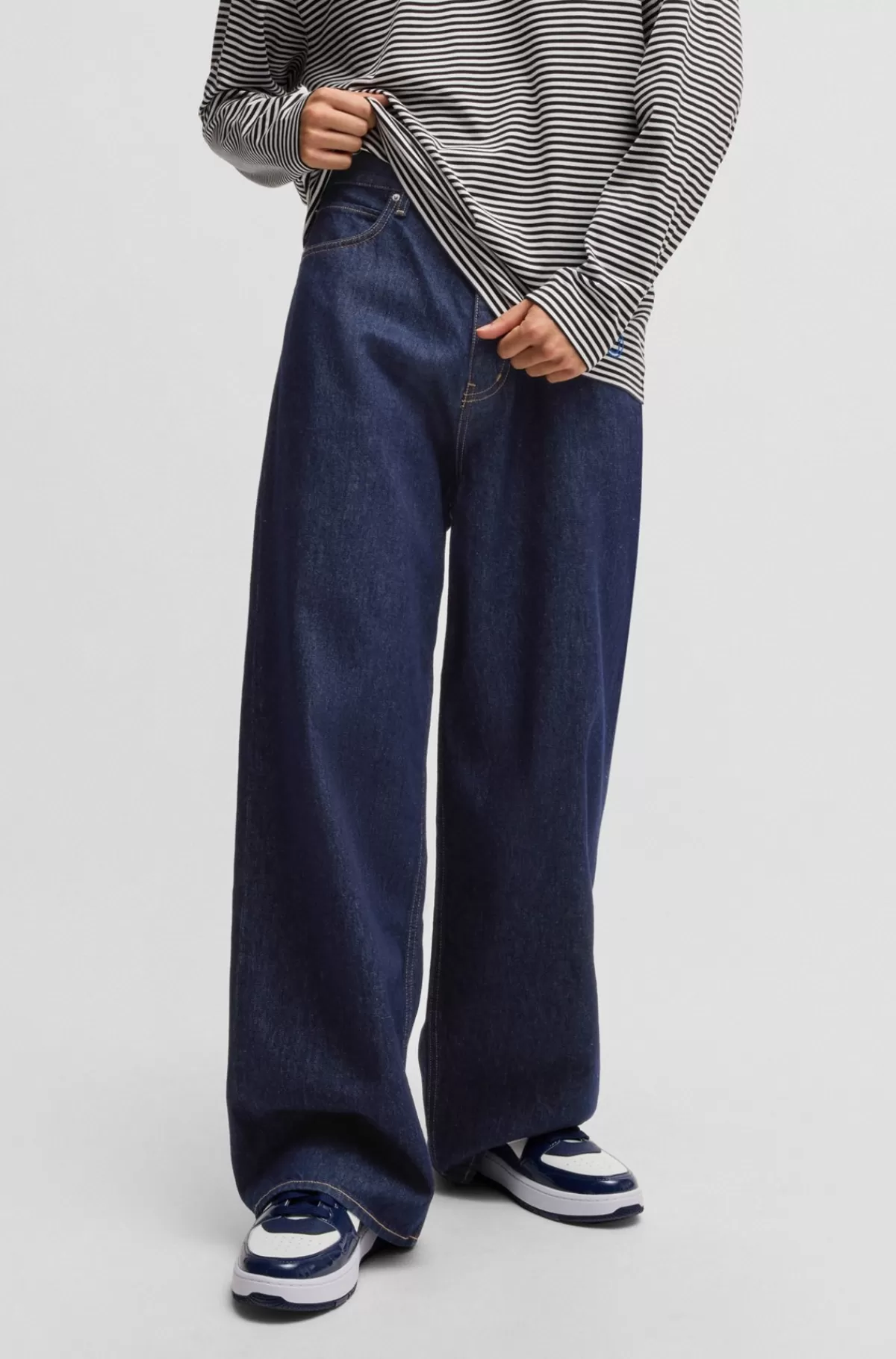 HUGO BOSS Løse Jeans Med Baggy Fit I Denim Mørkeblå Fashion