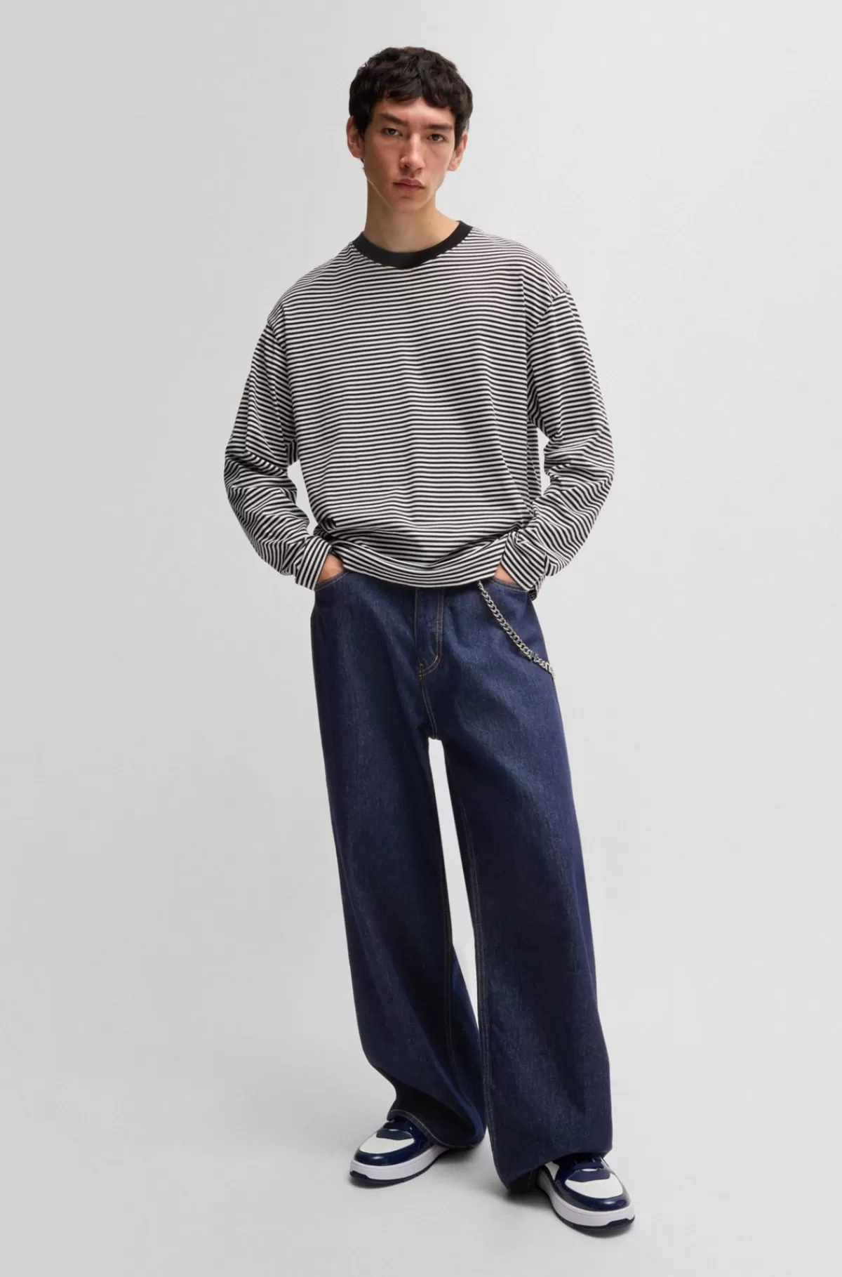 HUGO BOSS Løse Jeans Med Baggy Fit I Denim Mørkeblå Fashion