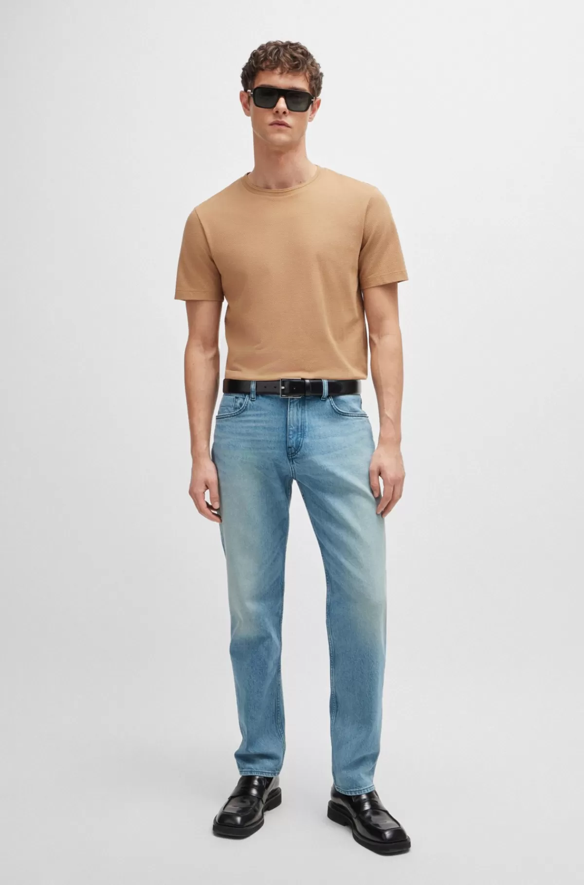 HUGO BOSS Maine Jeans I Blå Denim Med Regular Fit Og Behageligt Stræk Lyseblå New