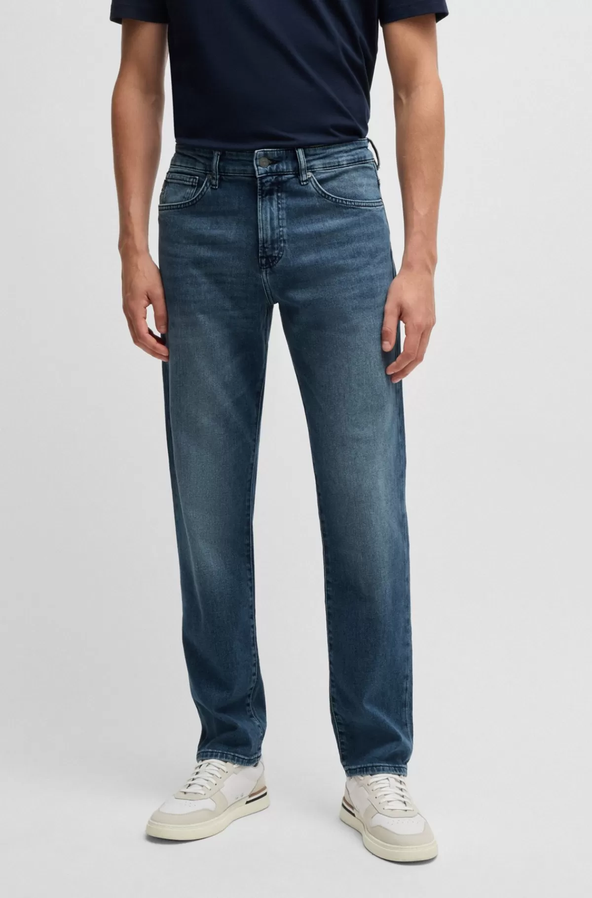 HUGO BOSS Maine Jeans I Regular Fit I Mellem Denim Med Behageligt Stræk Blå Clearance
