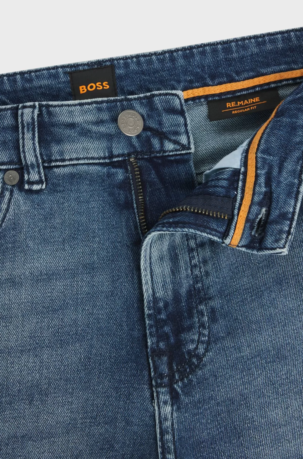 HUGO BOSS Maine Jeans I Regular Fit I Mellem Denim Med Behageligt Stræk Blå Clearance