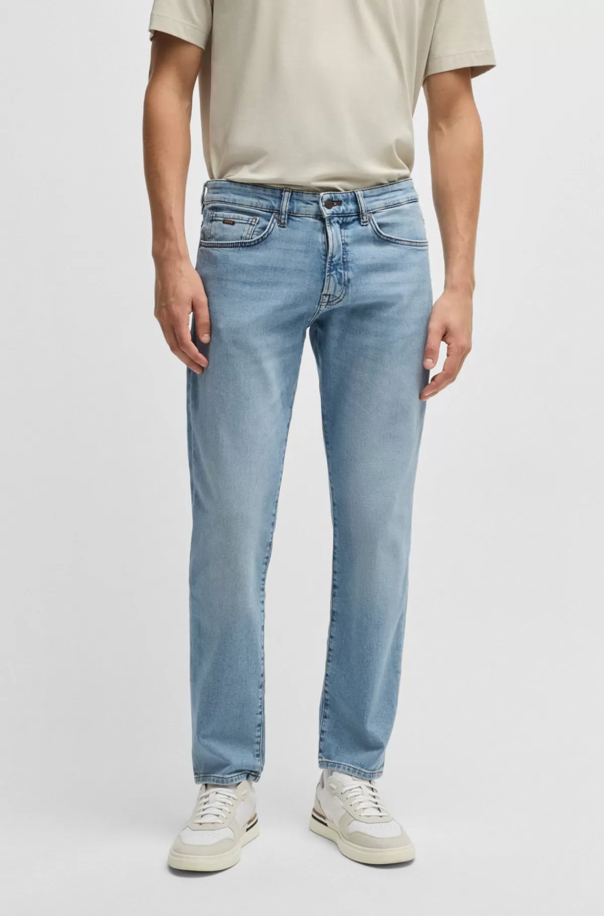 HUGO BOSS Maine Jeans Med Regular Fit I Denim Med Behageligt Stræk Blå Outlet