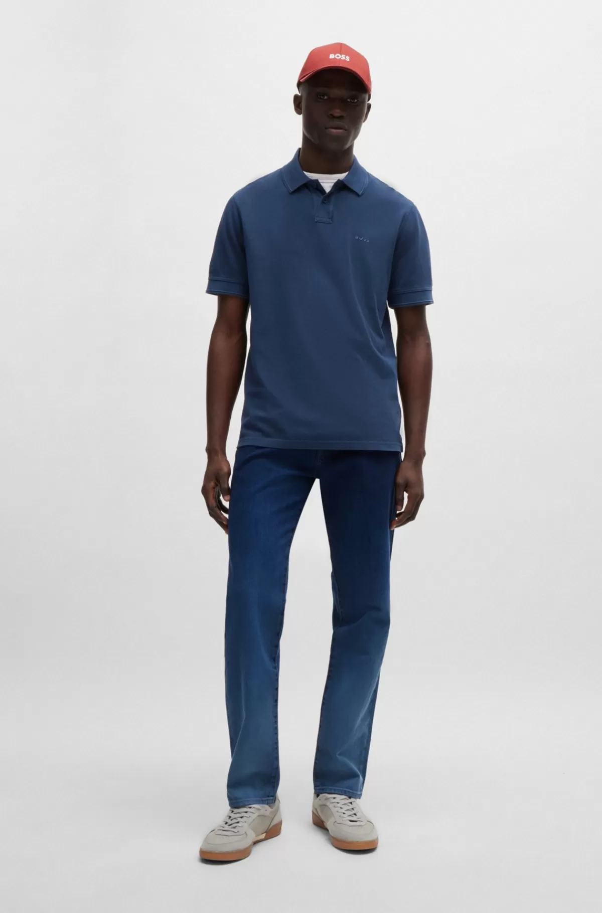 HUGO BOSS Maine Jeans Med Regular Fit I Denim Med Gradueret Indigofarvning Mørkeblå Store