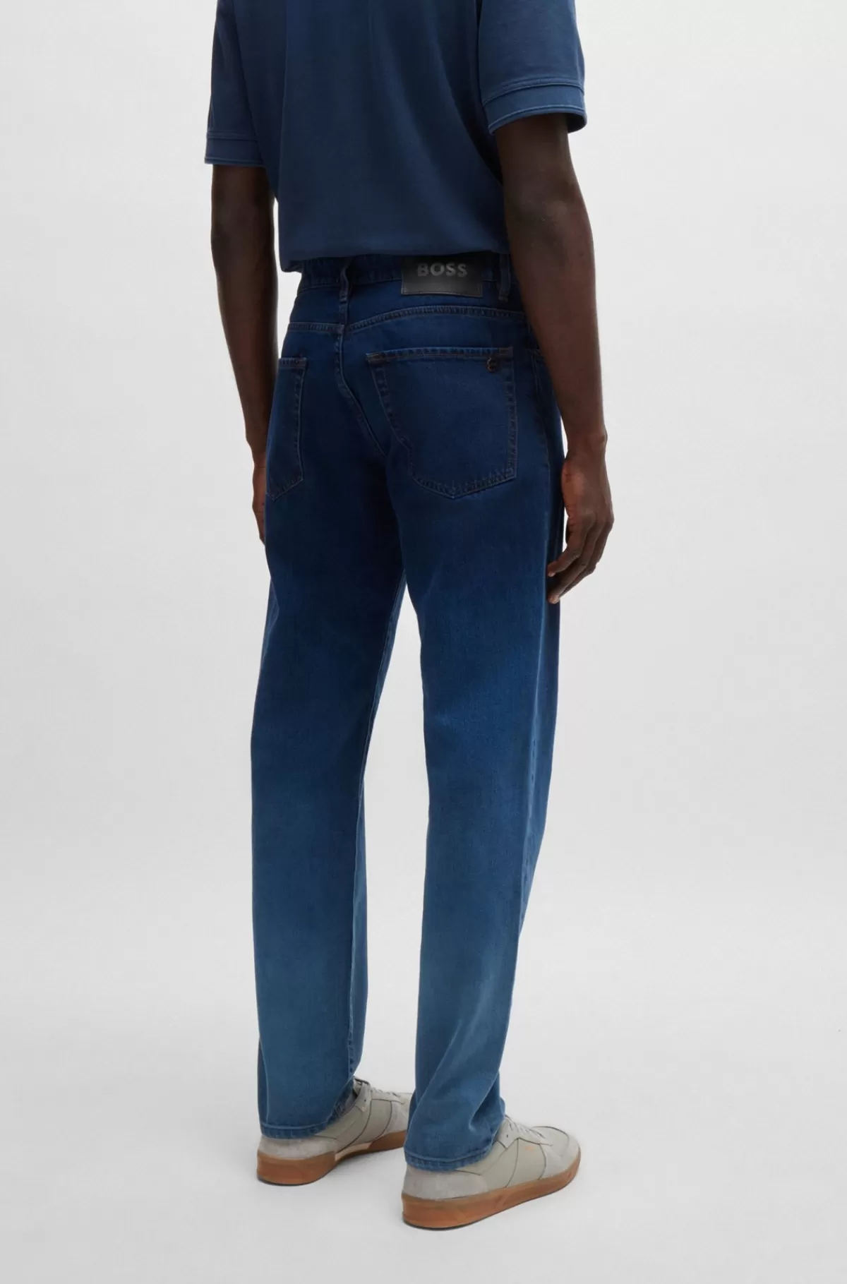 HUGO BOSS Maine Jeans Med Regular Fit I Denim Med Gradueret Indigofarvning Mørkeblå Store