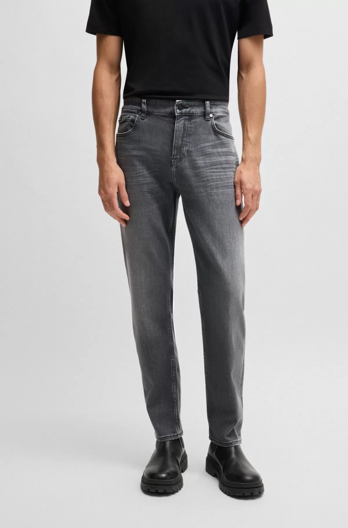 HUGO BOSS Maine Jeans Med Regular Fit I Denim Med Stræk Grå Cheap