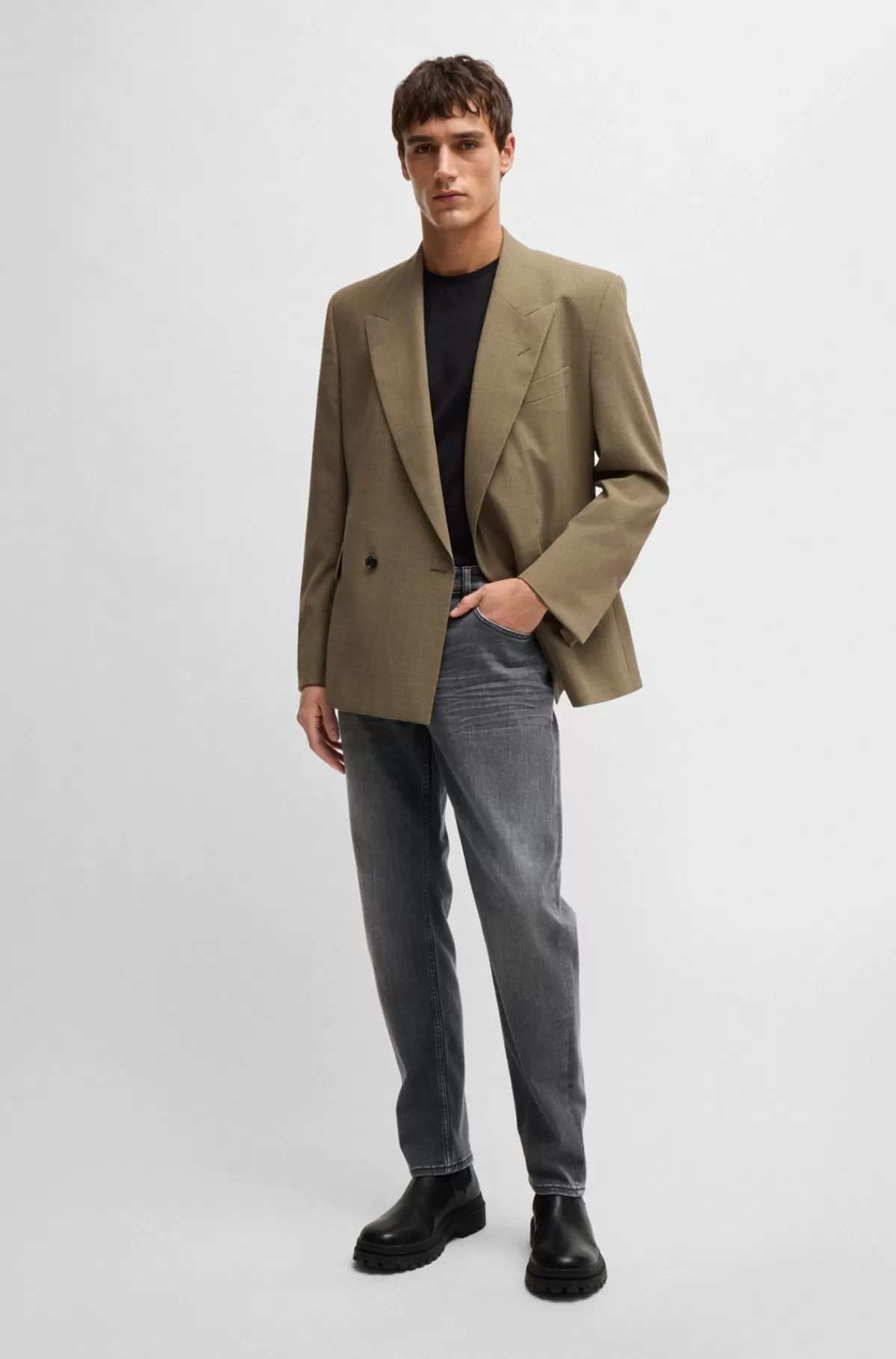 HUGO BOSS Maine Jeans Med Regular Fit I Denim Med Stræk Grå Cheap