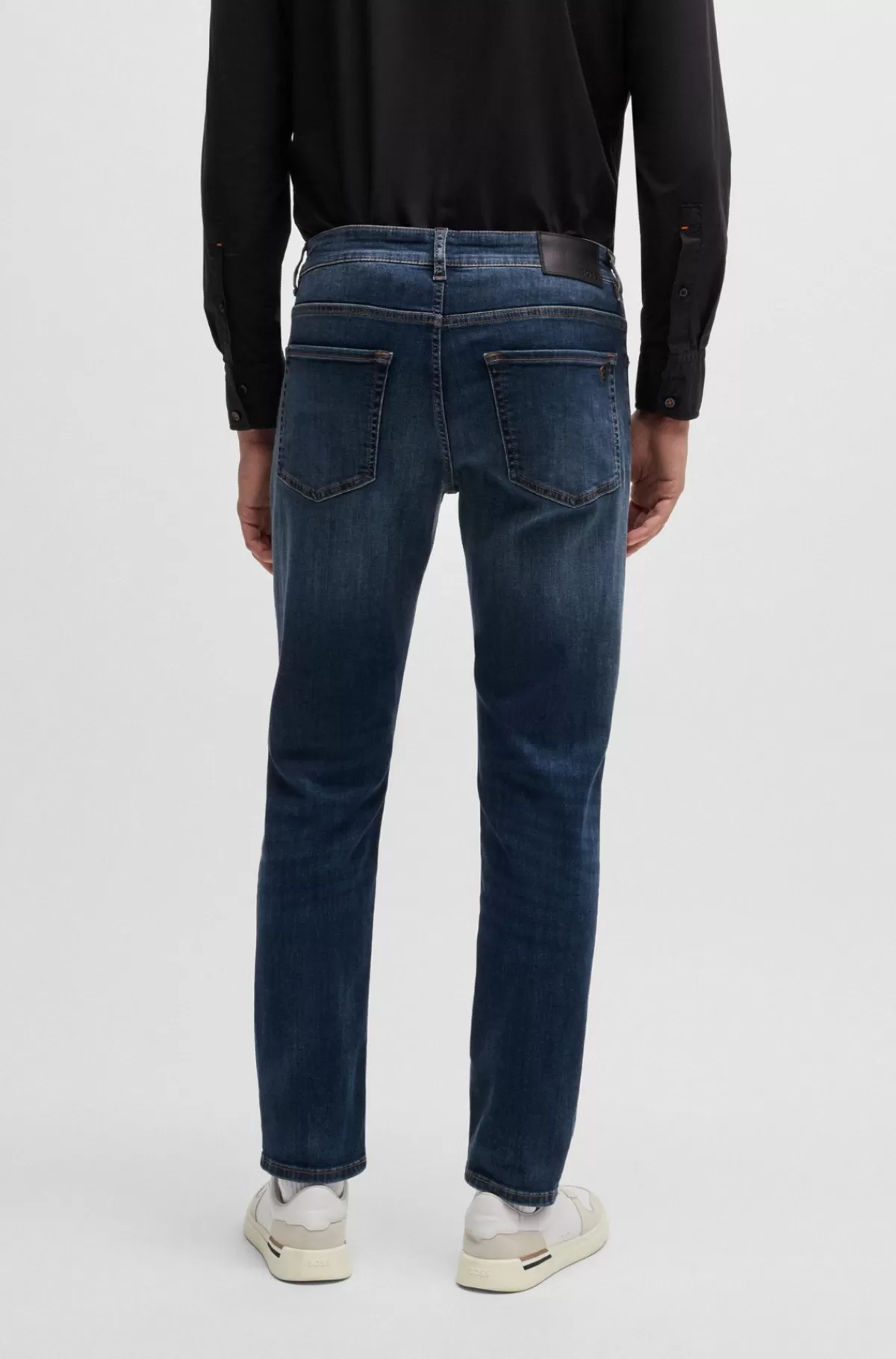 HUGO BOSS Maine Jeans Med Regular Fit I Mellemblåt Denim Med Stræk Mørkeblå Best Sale