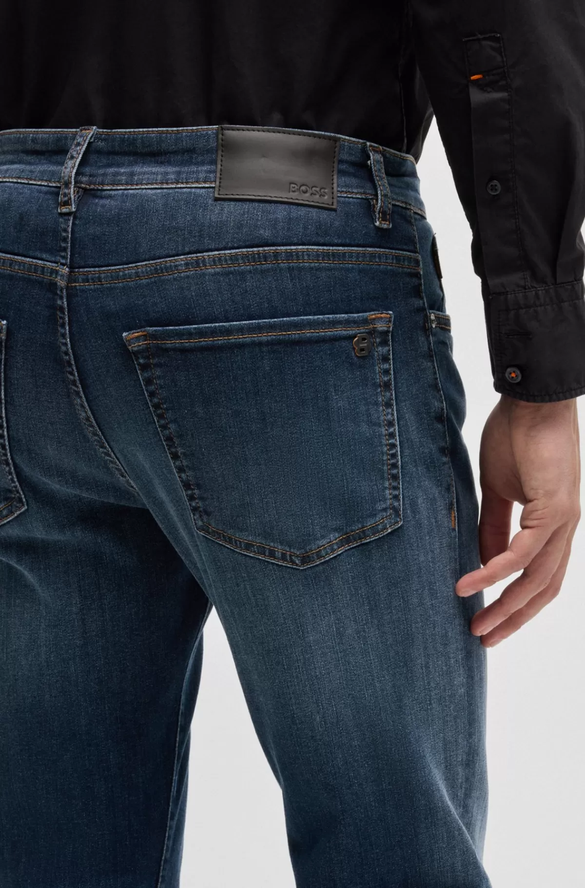 HUGO BOSS Maine Jeans Med Regular Fit I Mellemblåt Denim Med Stræk Mørkeblå Best Sale