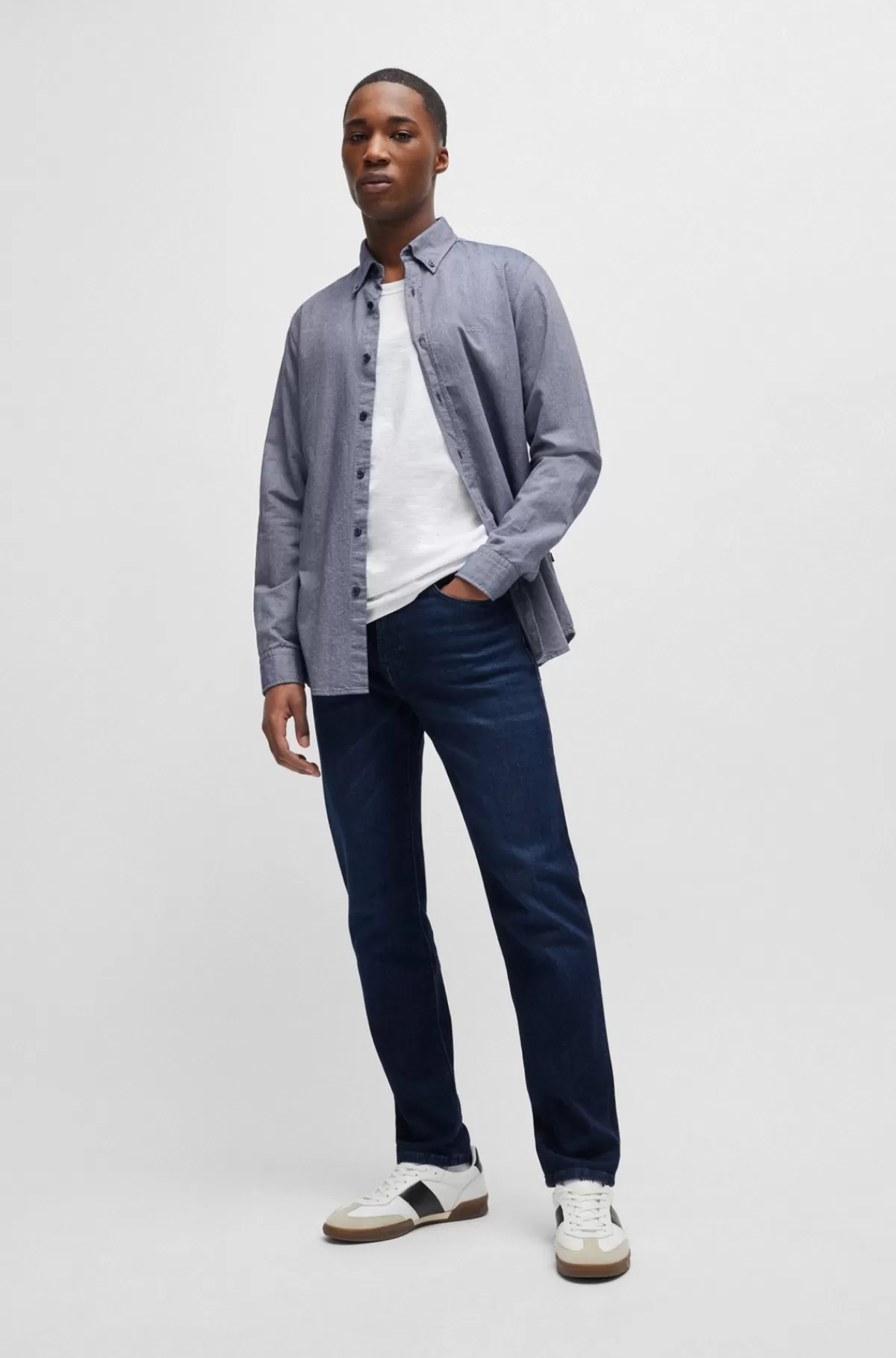 HUGO BOSS Maine Jeans Med Regular Fit I Denim Med Behageligt Stræk Mørkeblå Best