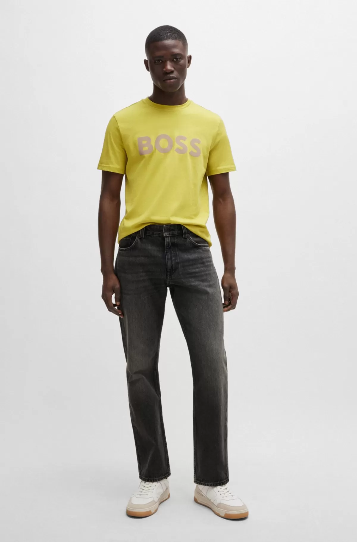 HUGO BOSS Maine Jeans Med Regular Fit I Sort Kraftig Denim Mørkegrå New