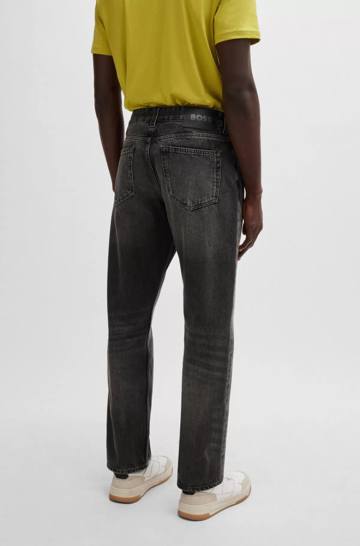 HUGO BOSS Maine Jeans Med Regular Fit I Sort Kraftig Denim Mørkegrå New