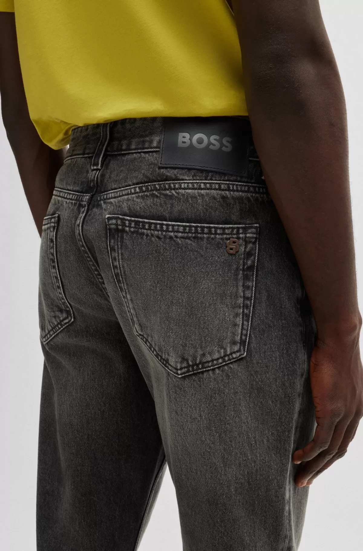 HUGO BOSS Maine Jeans Med Regular Fit I Sort Kraftig Denim Mørkegrå New