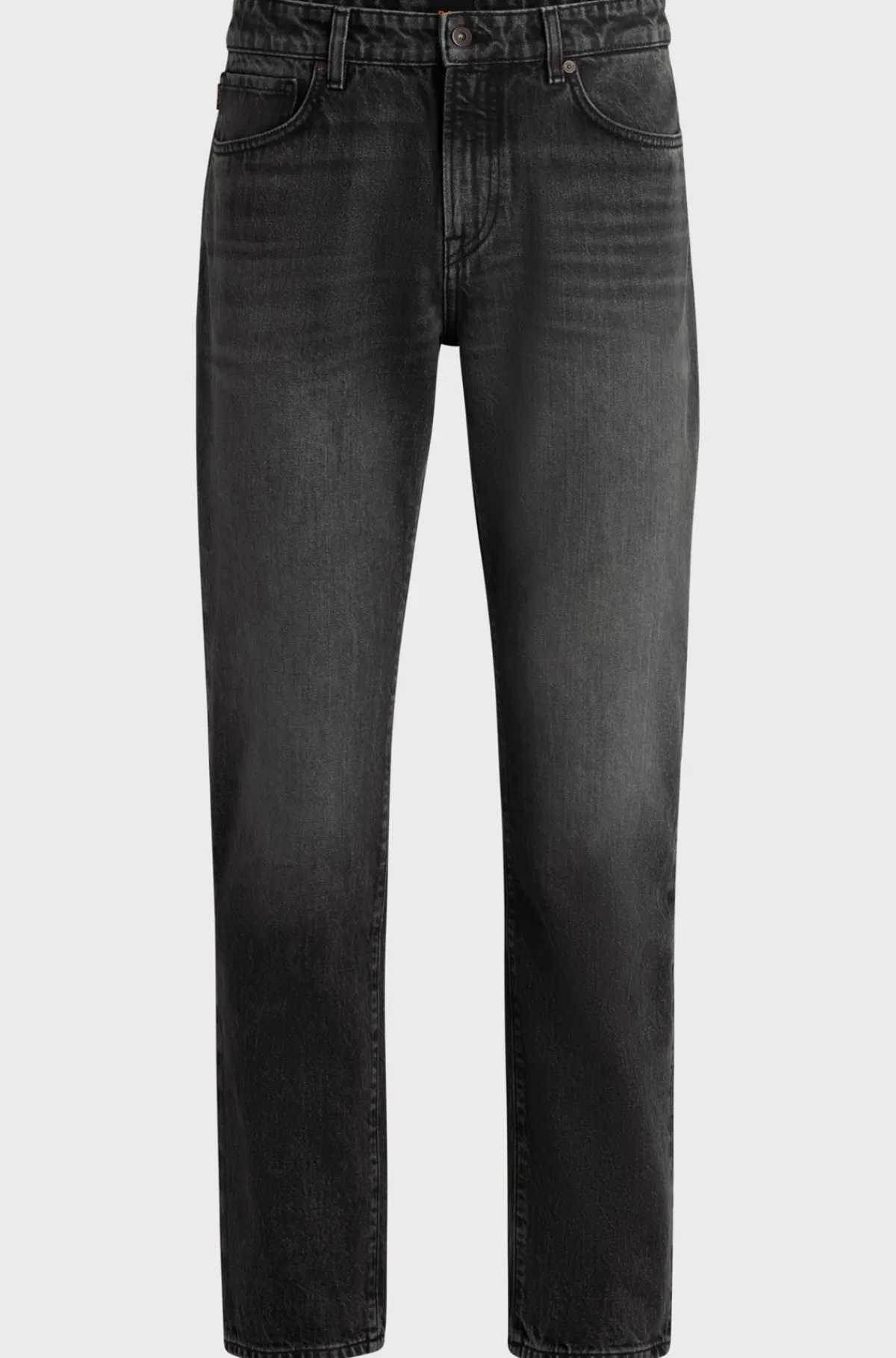 HUGO BOSS Maine Jeans Med Regular Fit I Sort Kraftig Denim Mørkegrå New