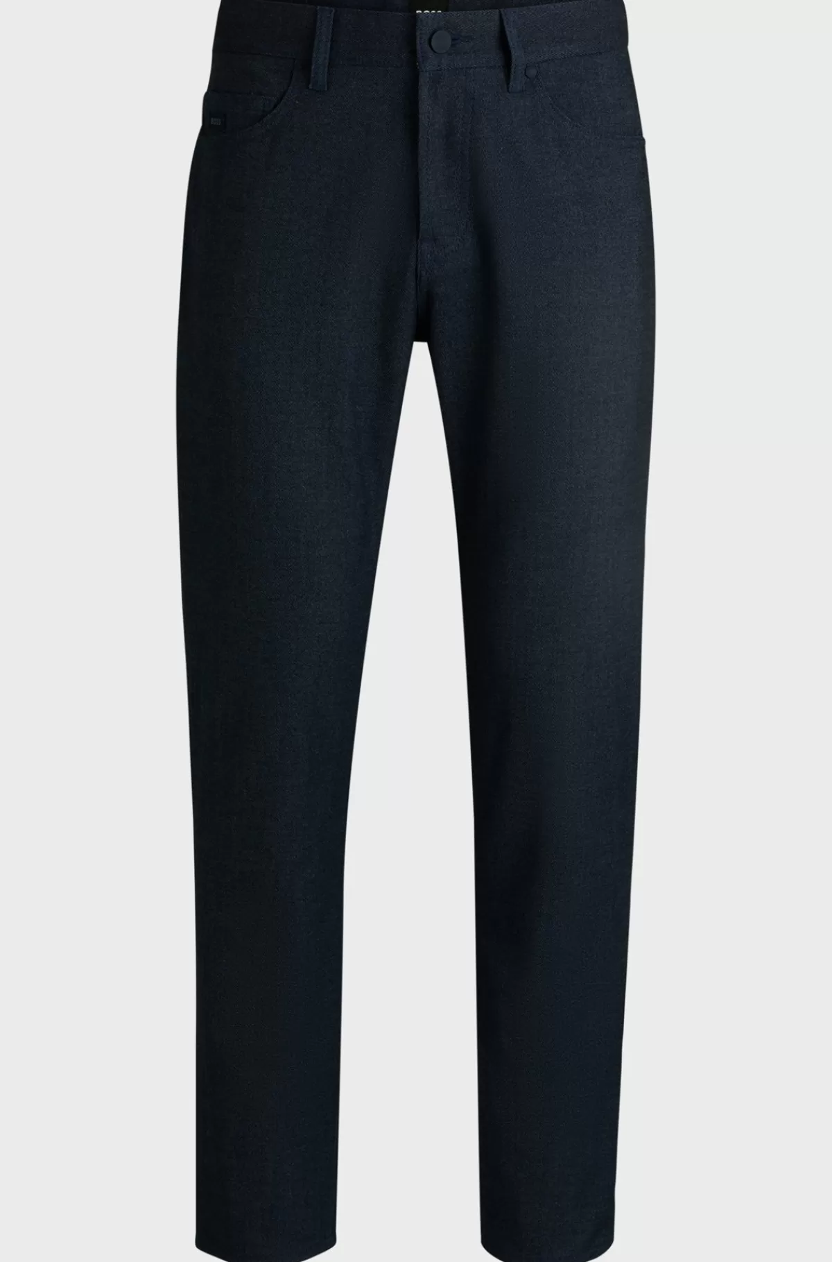 HUGO BOSS Maine Regular Fit Bukser I Mouliné-twill Af, Som Ikke Krøller Mørkeblå Cheap