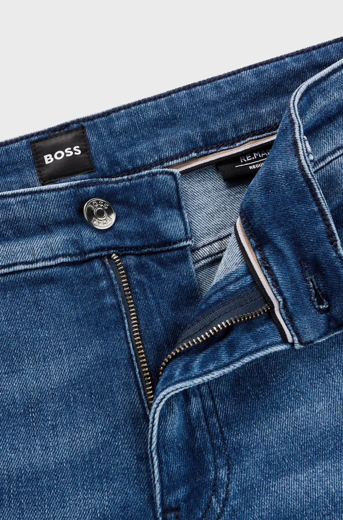 HUGO BOSS Maine Regular Fit Jeans I Denim Med Behageligt Stræk Blå Discount