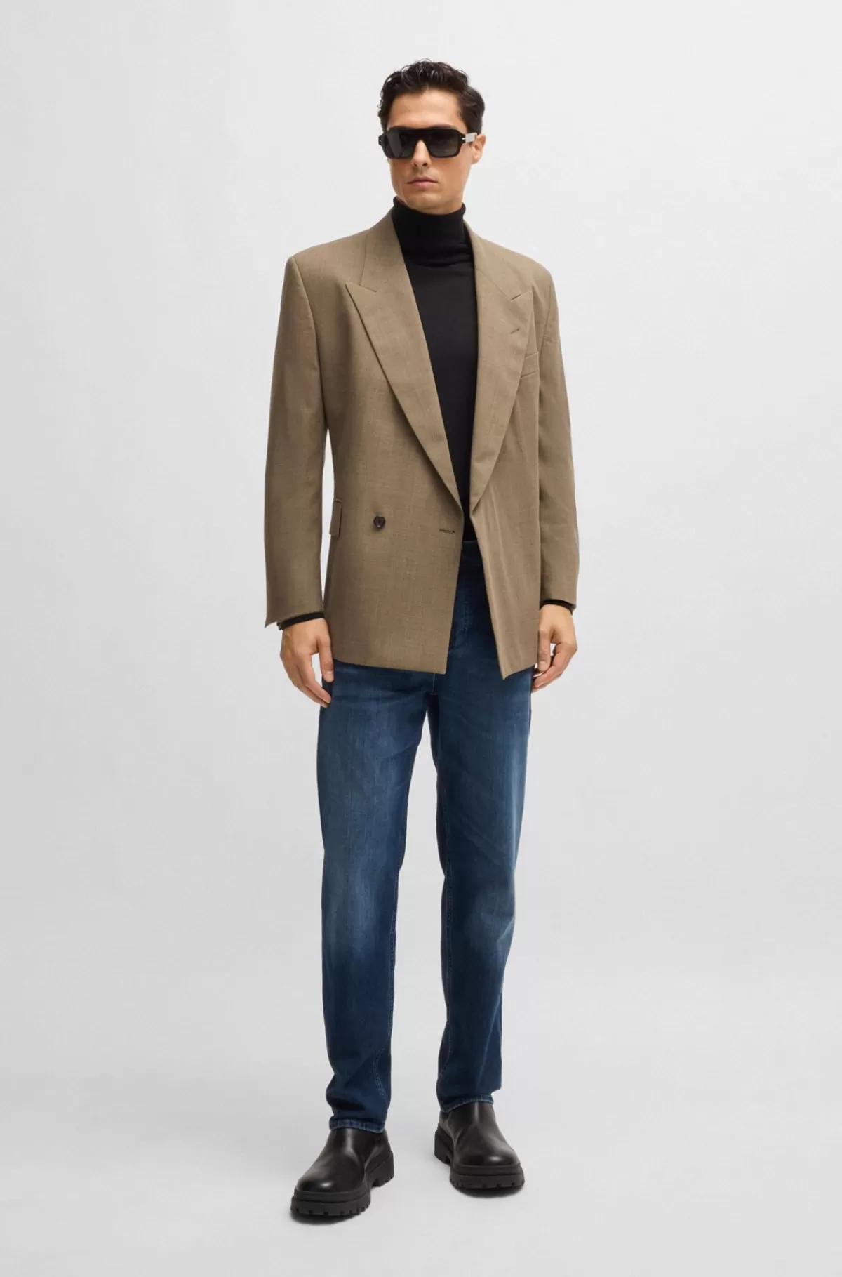 HUGO BOSS Maine Regular Fit Jeans I Denim Med Behageligt Stræk Blå Sale