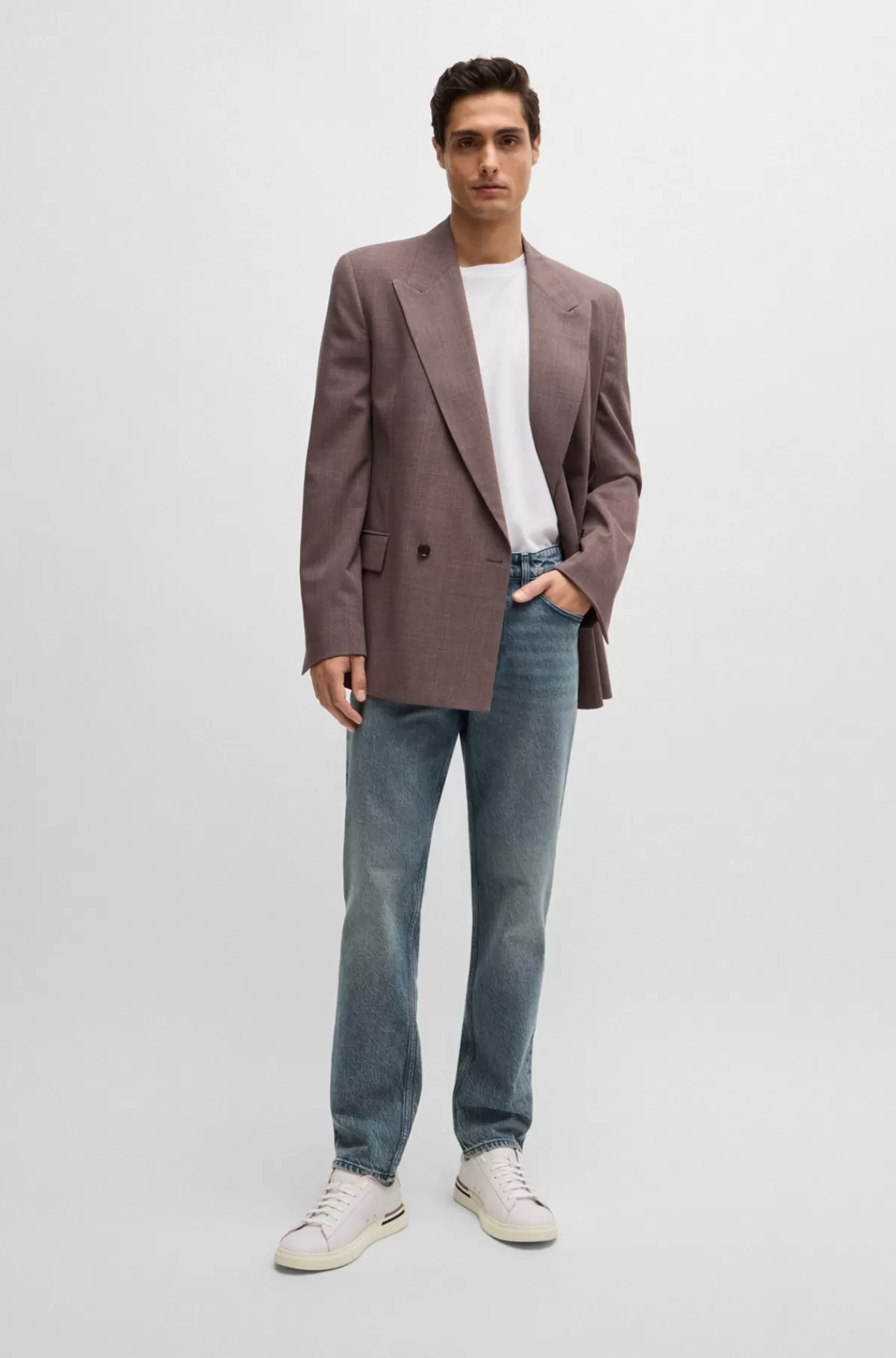 HUGO BOSS Maine Regular Fit Jeans I Blå Denim Med Behageligt Stræk Turkis Cheap